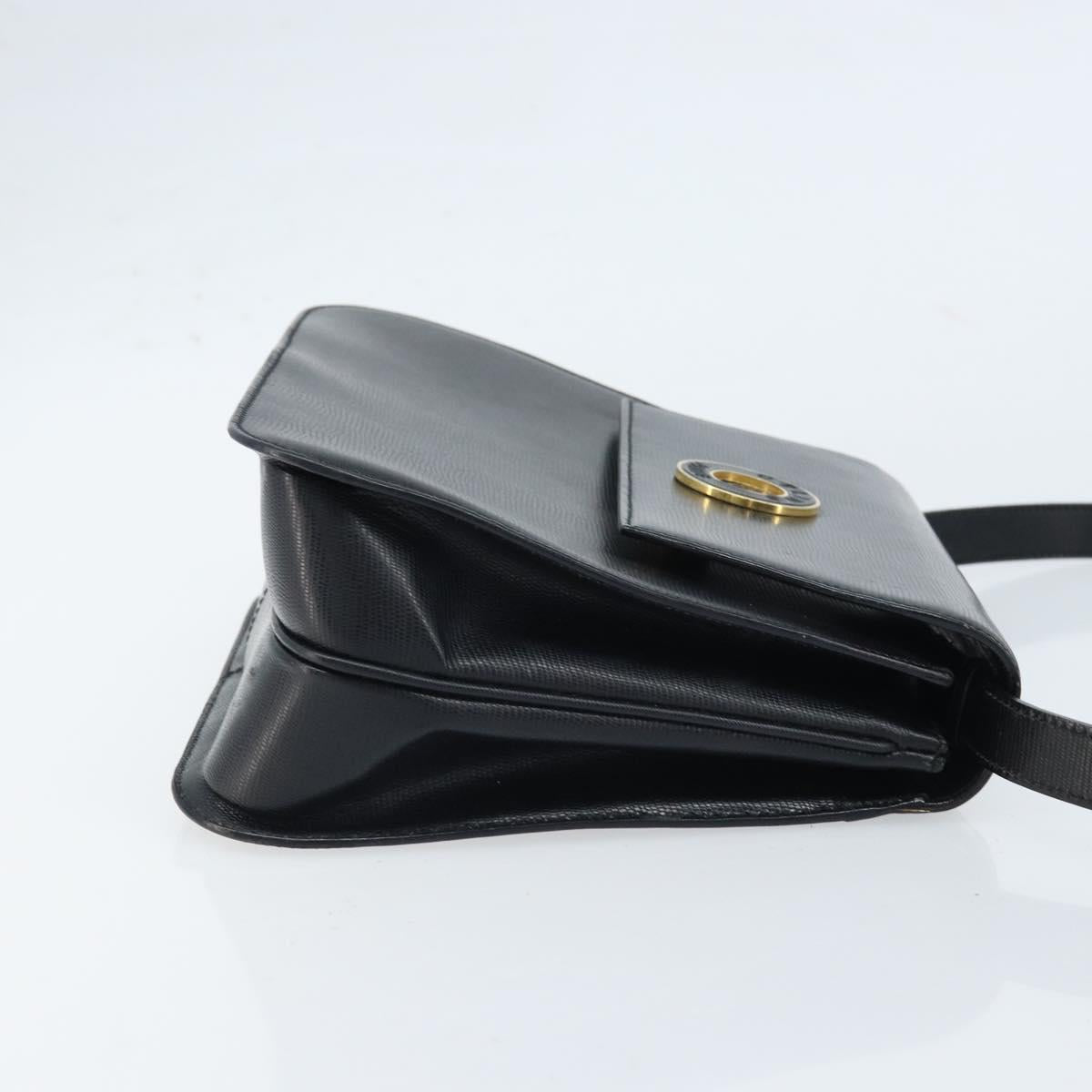 CELINE Hand Bag Leather 2way Black Gold Auth mr2055