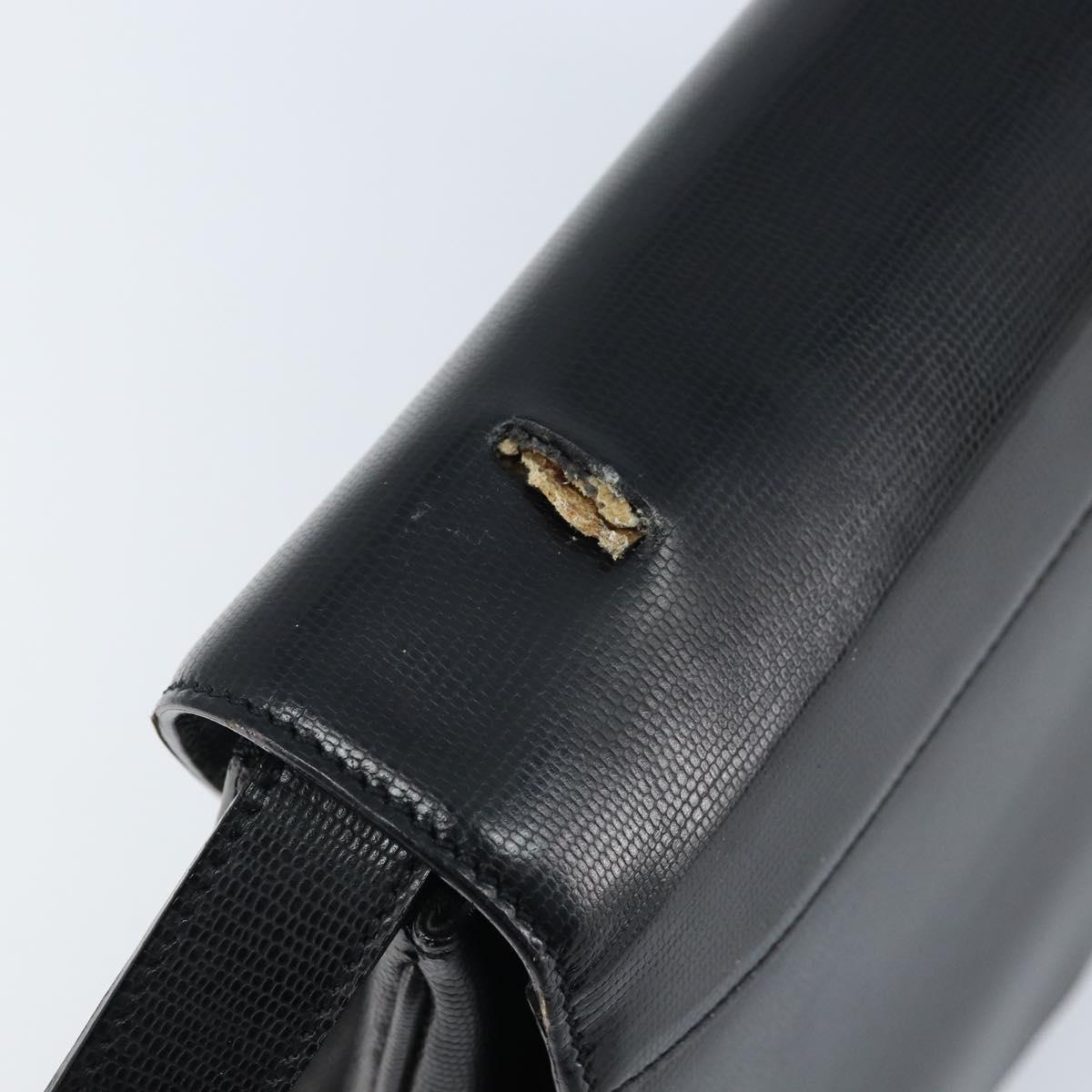 CELINE Hand Bag Leather 2way Black Gold Auth mr2055