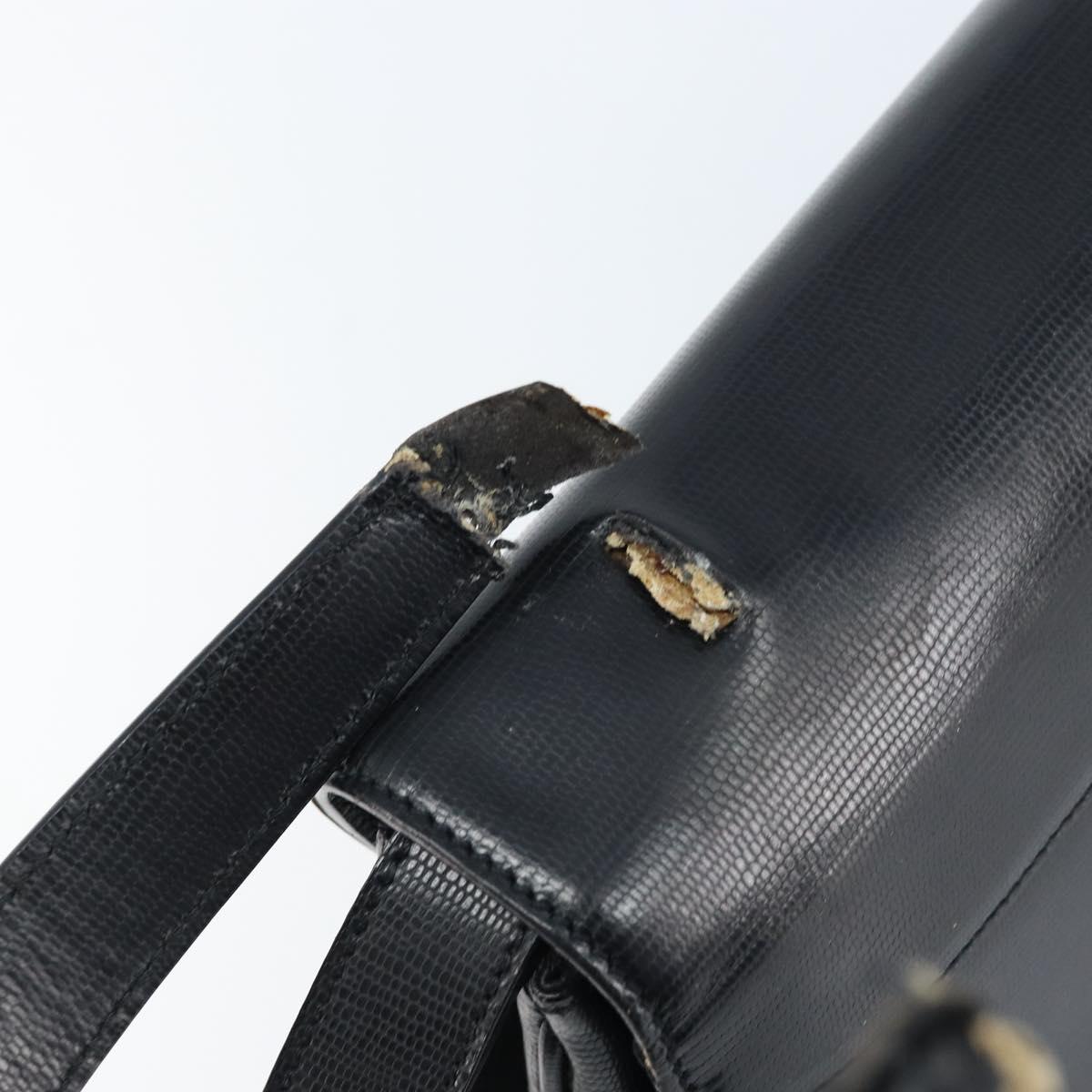 CELINE Hand Bag Leather 2way Black Gold Auth mr2055