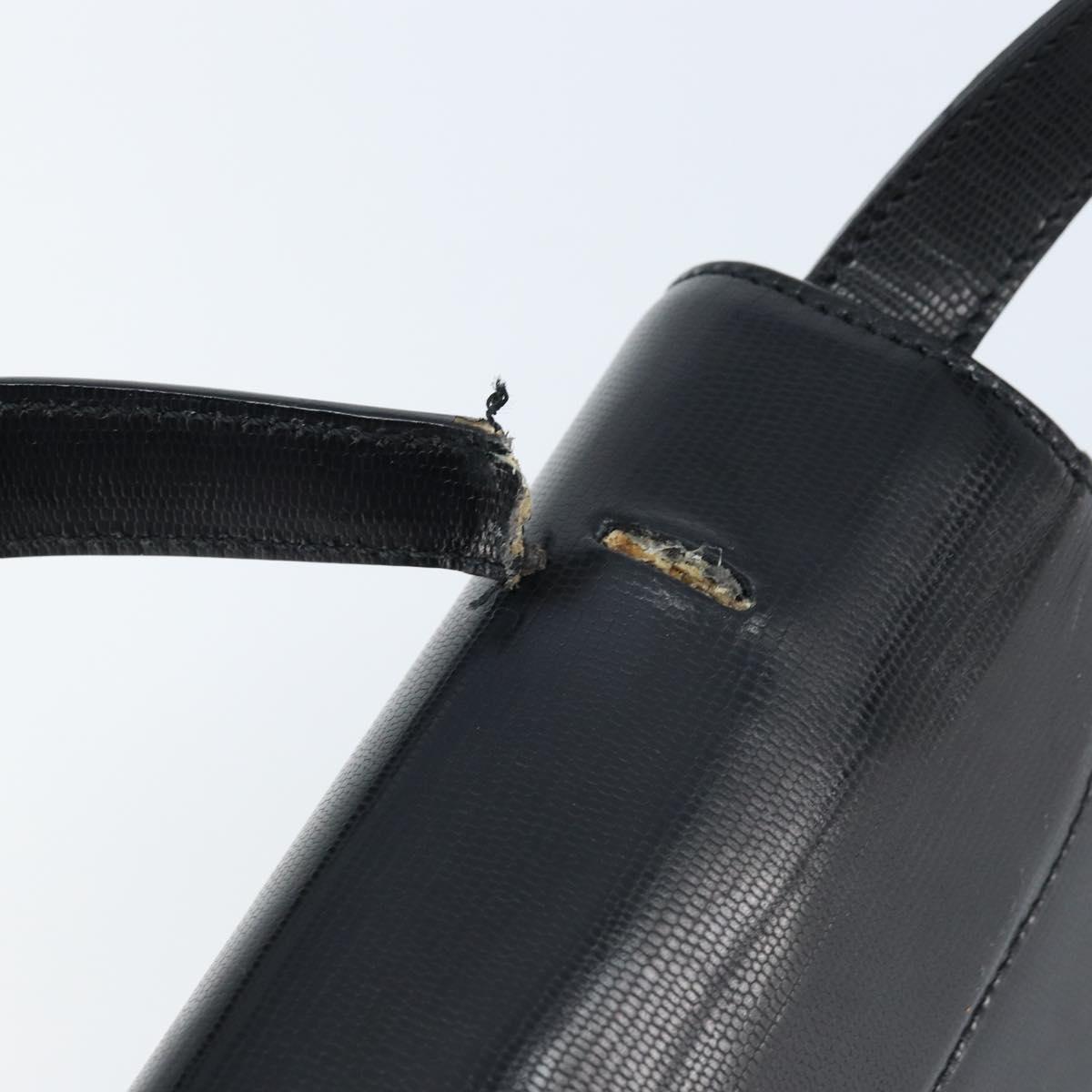CELINE Hand Bag Leather 2way Black Gold Auth mr2055