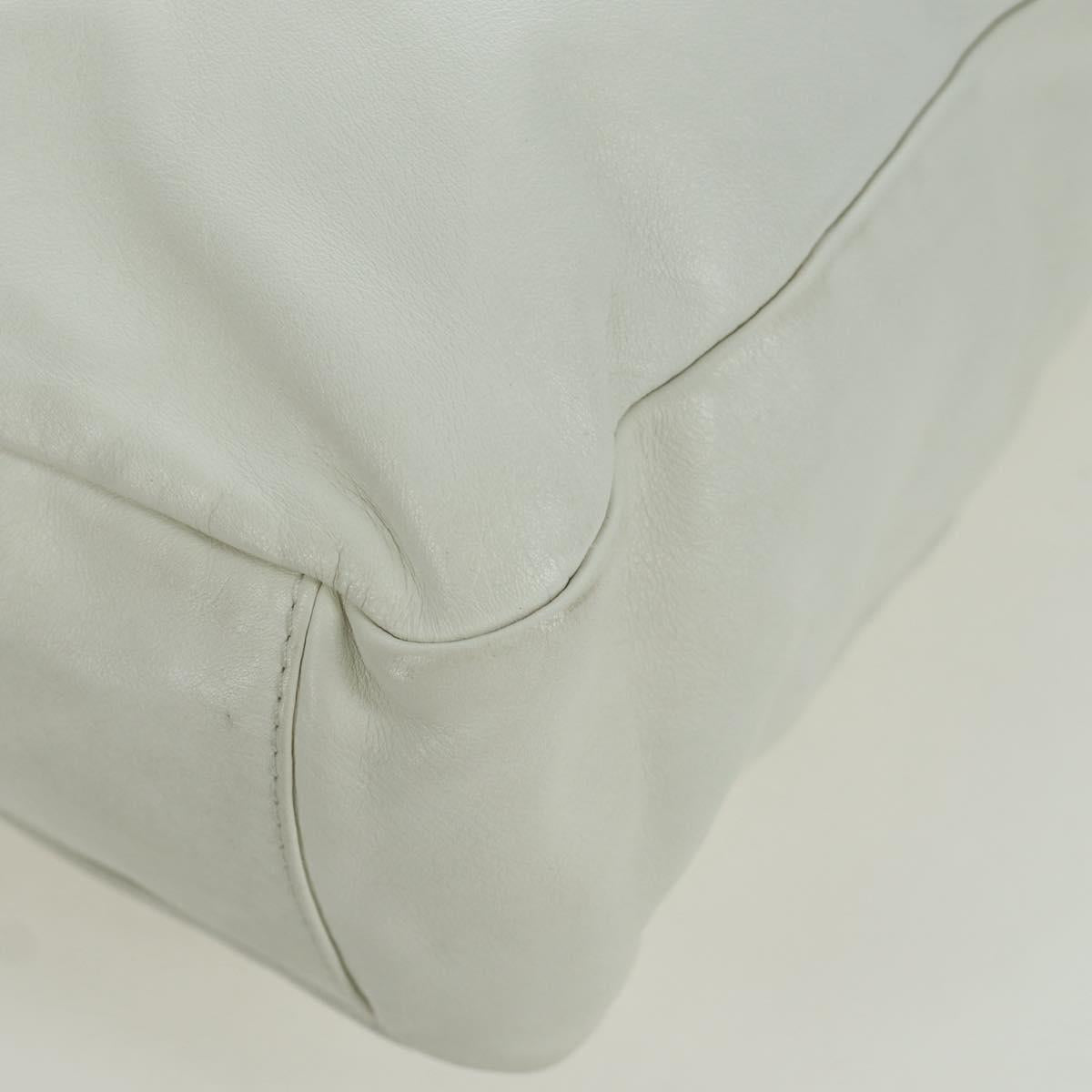 CHANEL Hand Bag Leather 2way White Gold CC Auth mr2057V