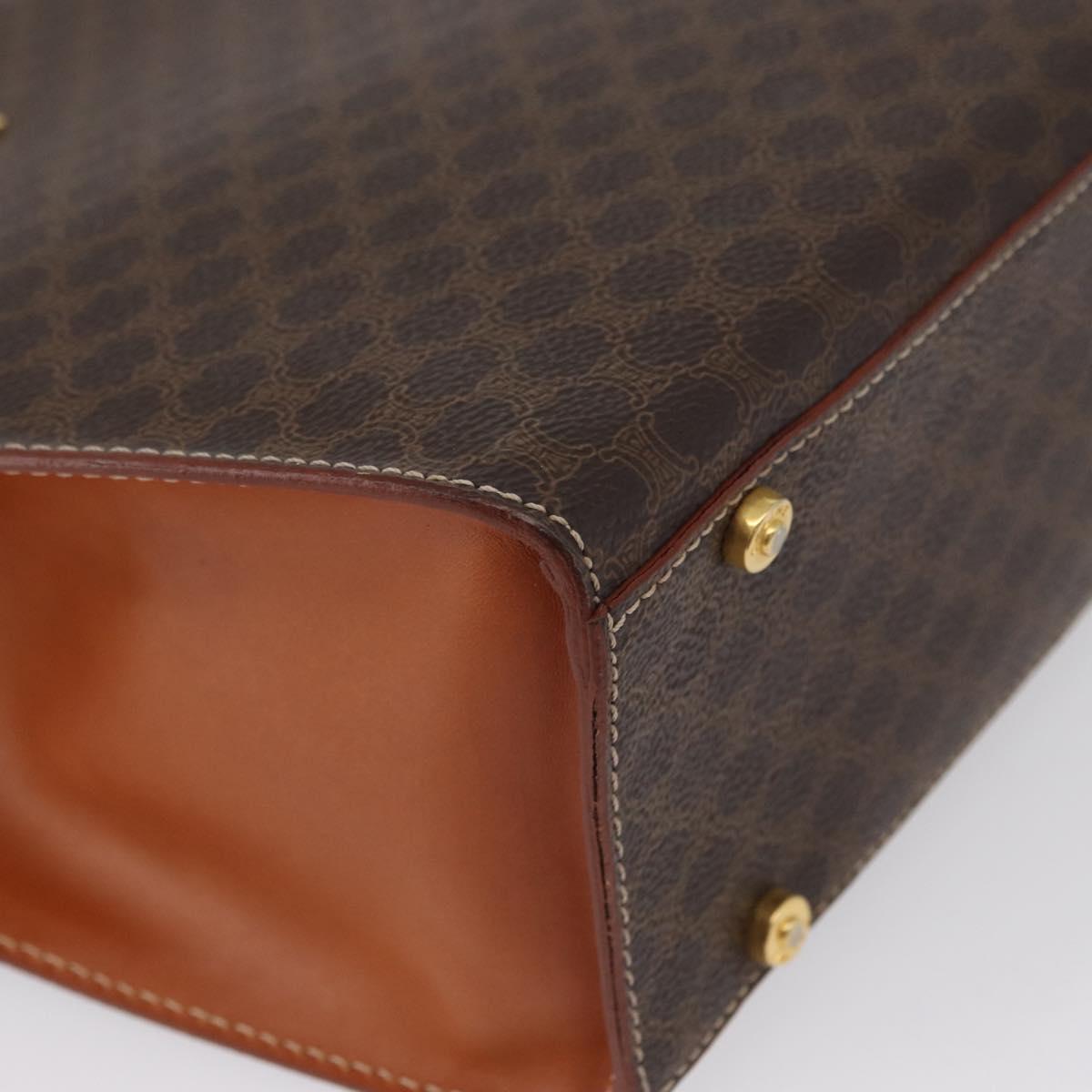 CELINE Macadam Canvas Hand Bag PVC Leather Brown Gold Auth mr2058
