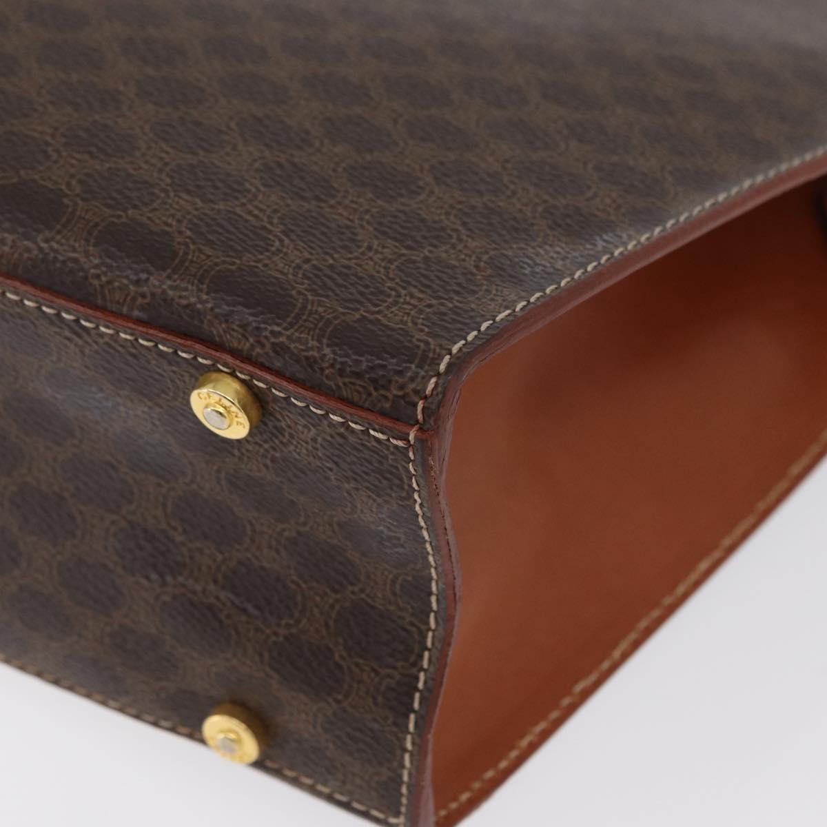 CELINE Macadam Canvas Hand Bag PVC Leather Brown Gold Auth mr2058
