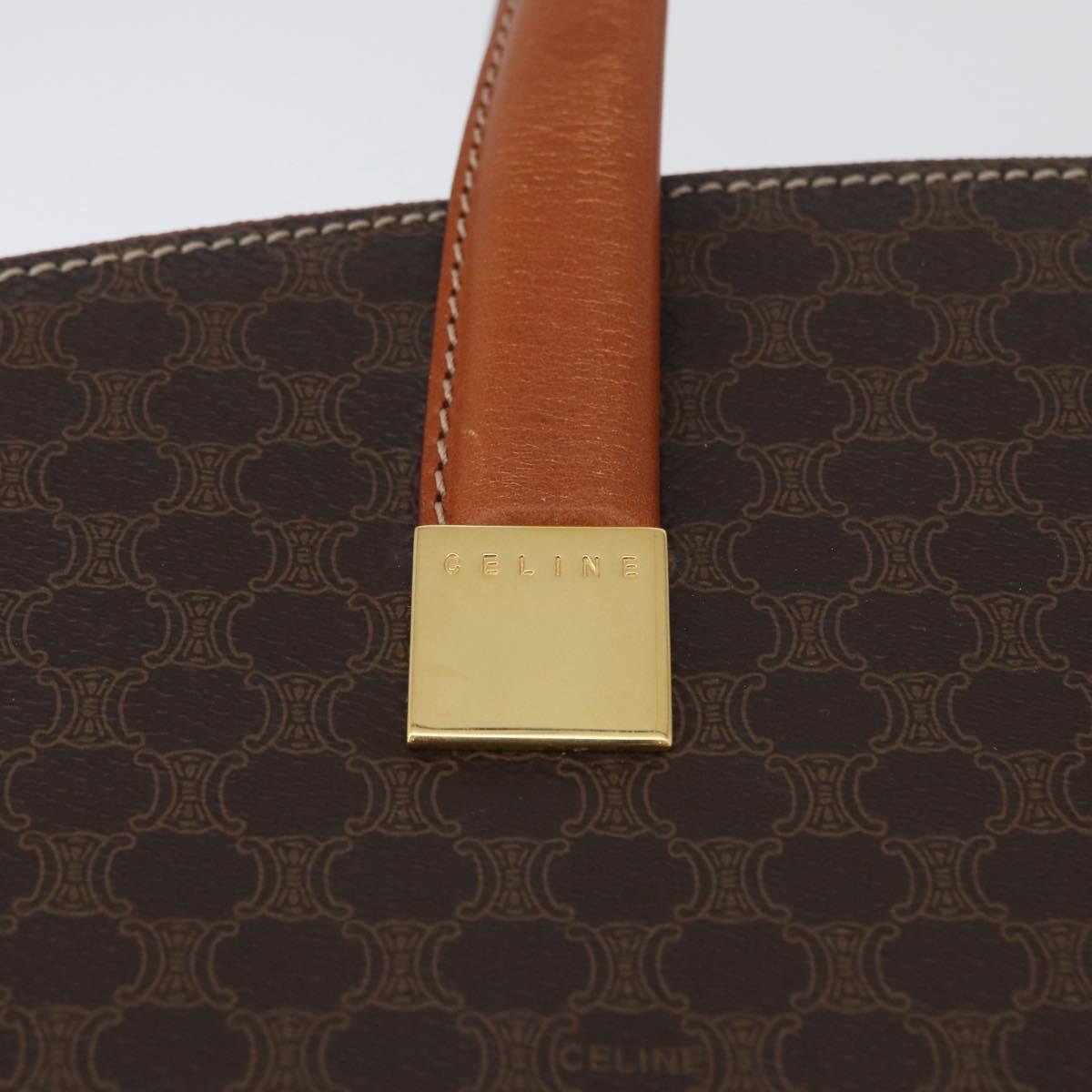 CELINE Macadam Canvas Hand Bag PVC Leather Brown Gold Auth mr2058