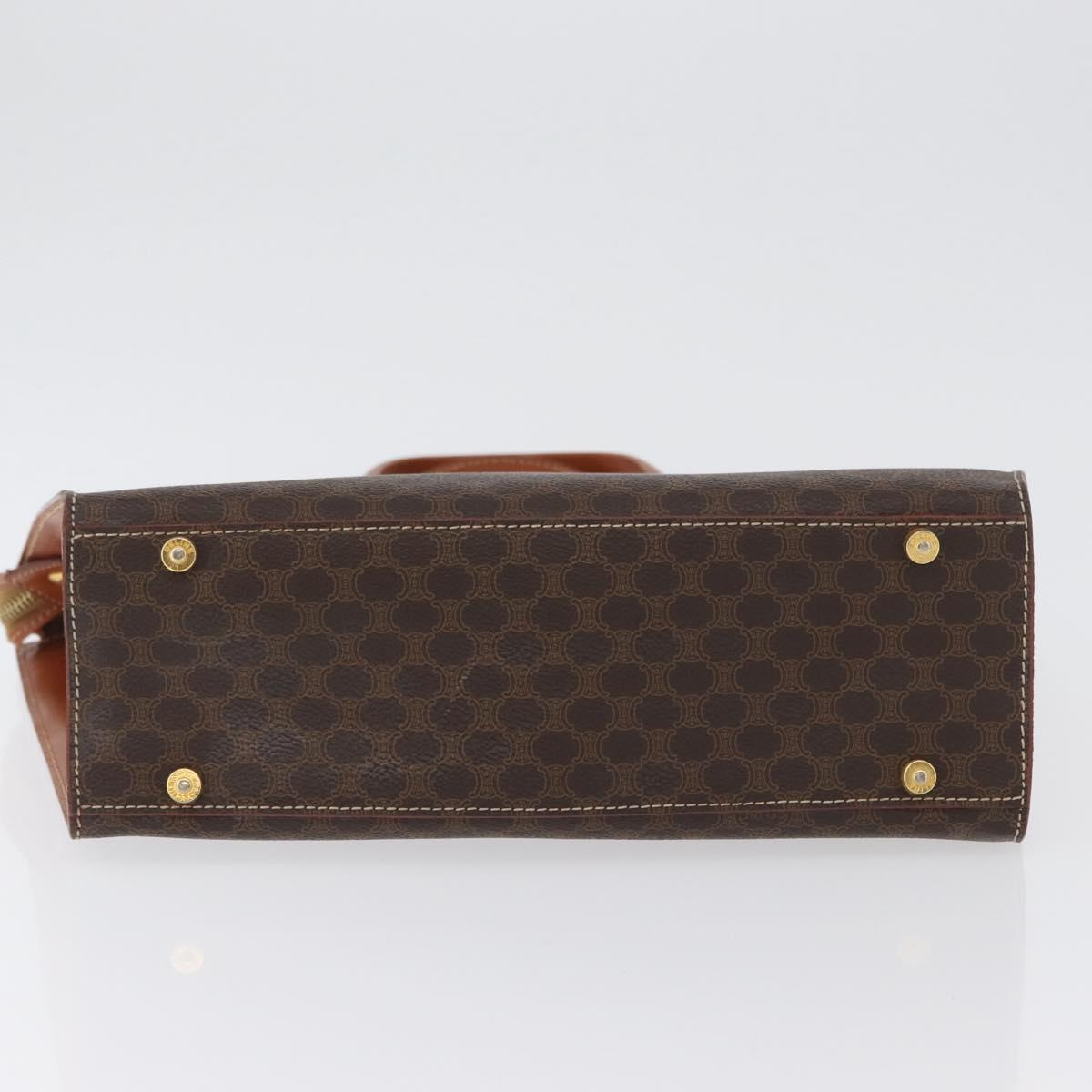 CELINE Macadam Canvas Hand Bag PVC Leather Brown Gold Auth mr2058