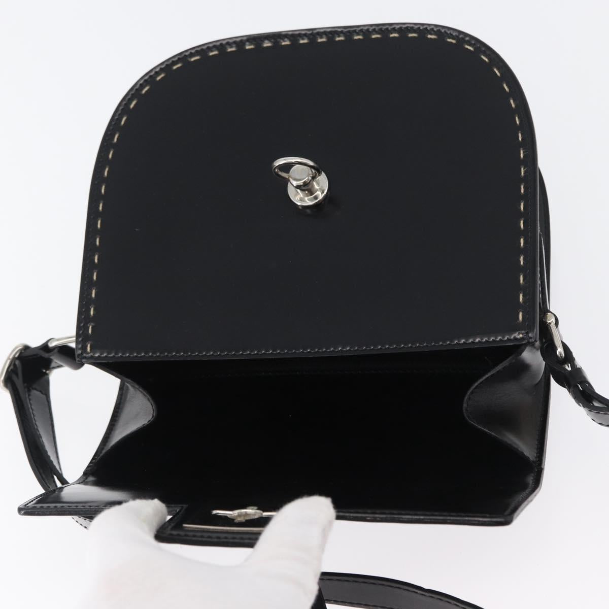 CELINE Shoulder Bag Leather Black Silver Auth mr2059V