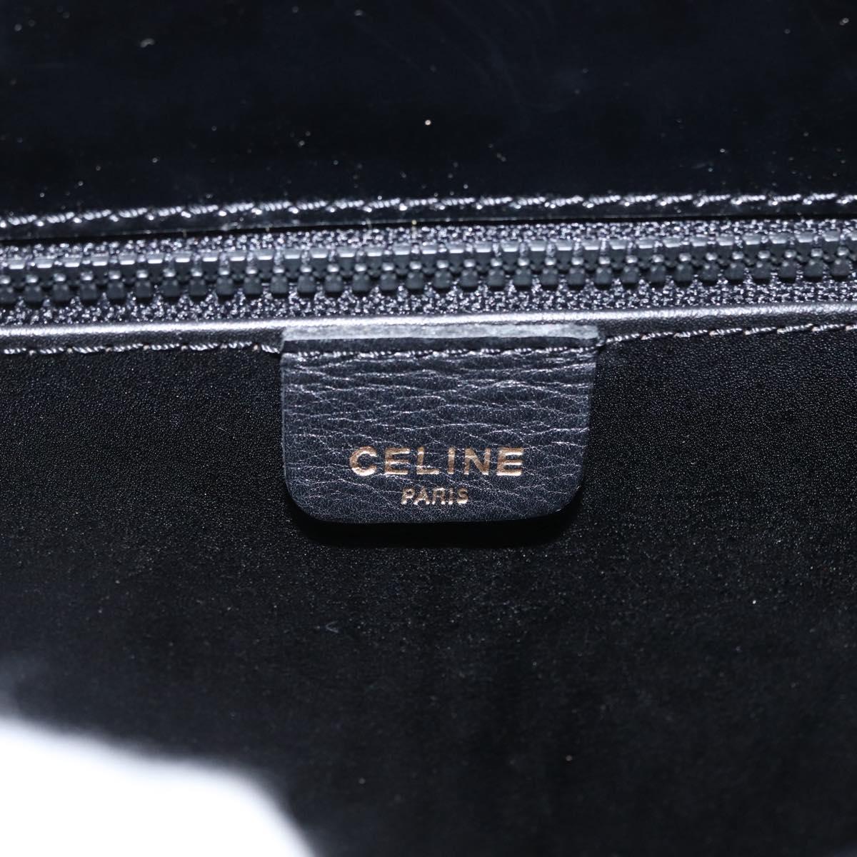 CELINE Shoulder Bag Leather Black Silver Auth mr2059V