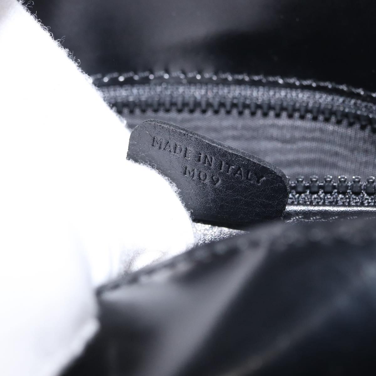 CELINE Shoulder Bag Leather Black Silver Auth mr2059V