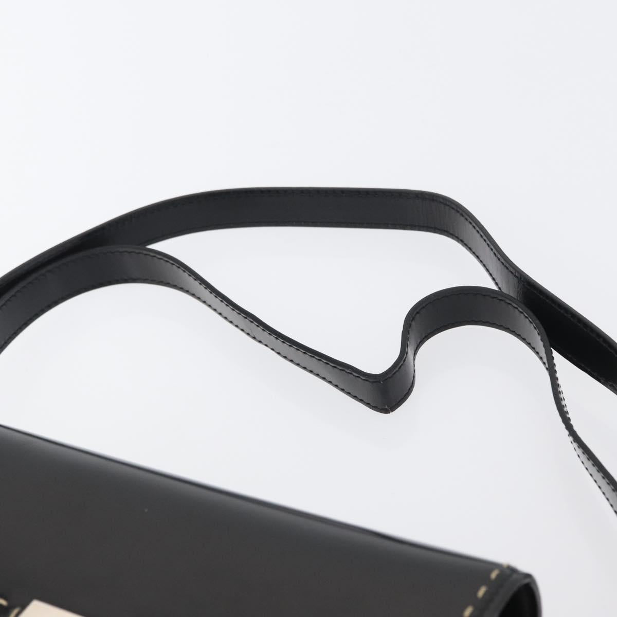 CELINE Shoulder Bag Leather Black Silver Auth mr2059V