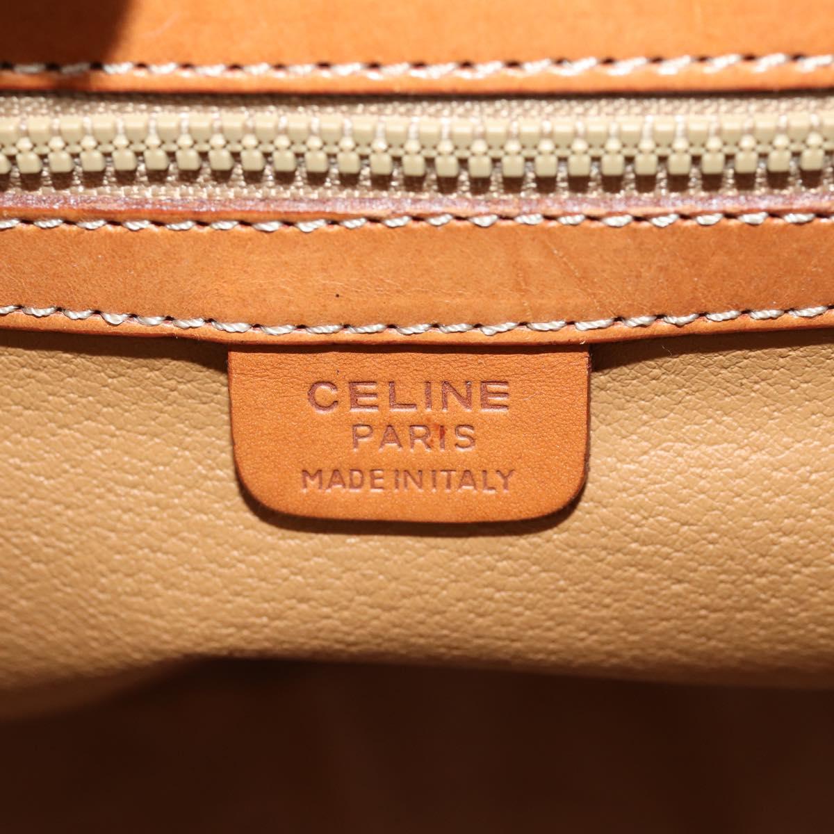 CELINE Macadam Canvas Boston Bag PVC Leather Brown Gold Auth mr2062
