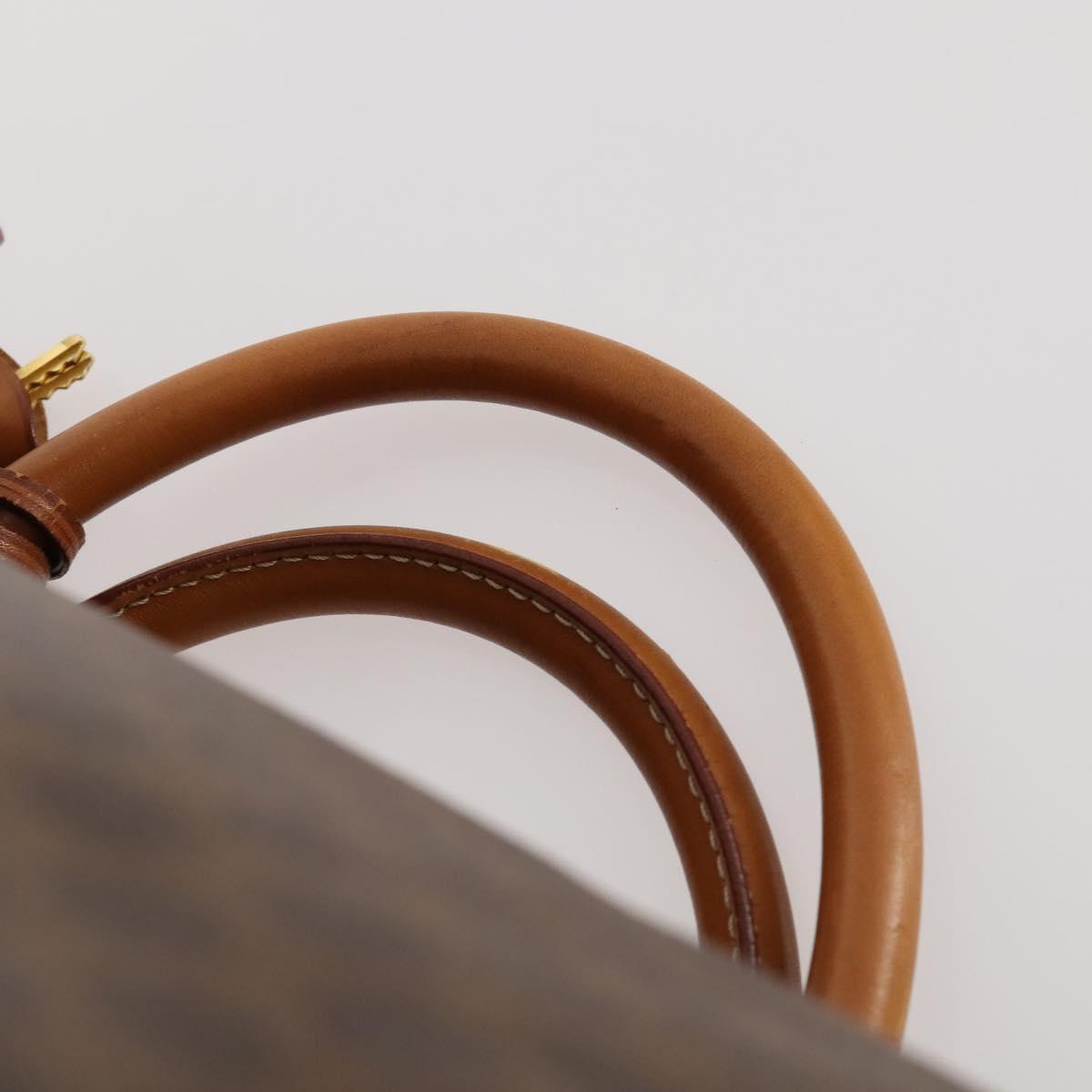 CELINE Macadam Canvas Boston Bag PVC Leather Brown Gold Auth mr2062