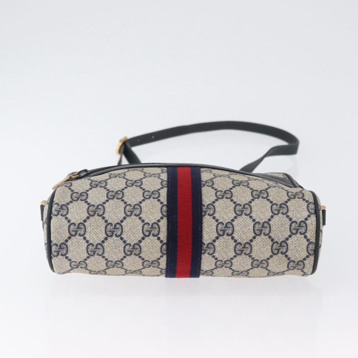 GUCCI GG Supreme Sherry Line Shoulder Bag PVC Navy Gold 120 02 004 Auth mr2064