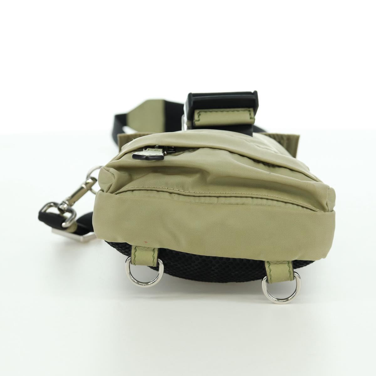 FENDI Fendines Shoulder Bag Nylon Green Silver Auth mr2067V