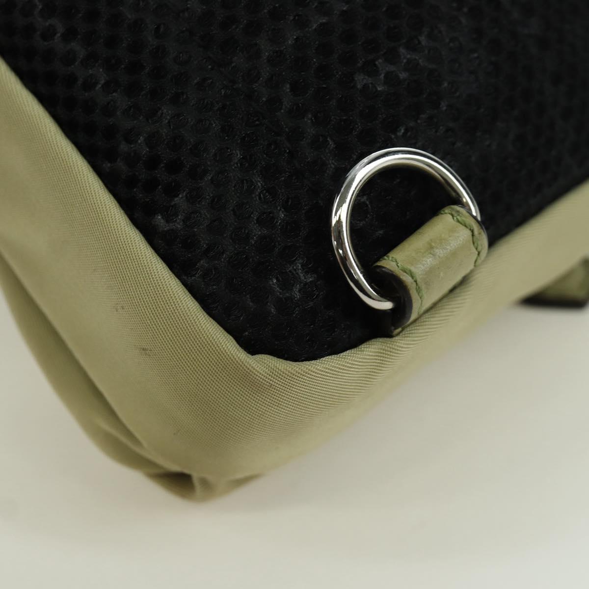FENDI Fendines Shoulder Bag Nylon Green Silver Auth mr2067V