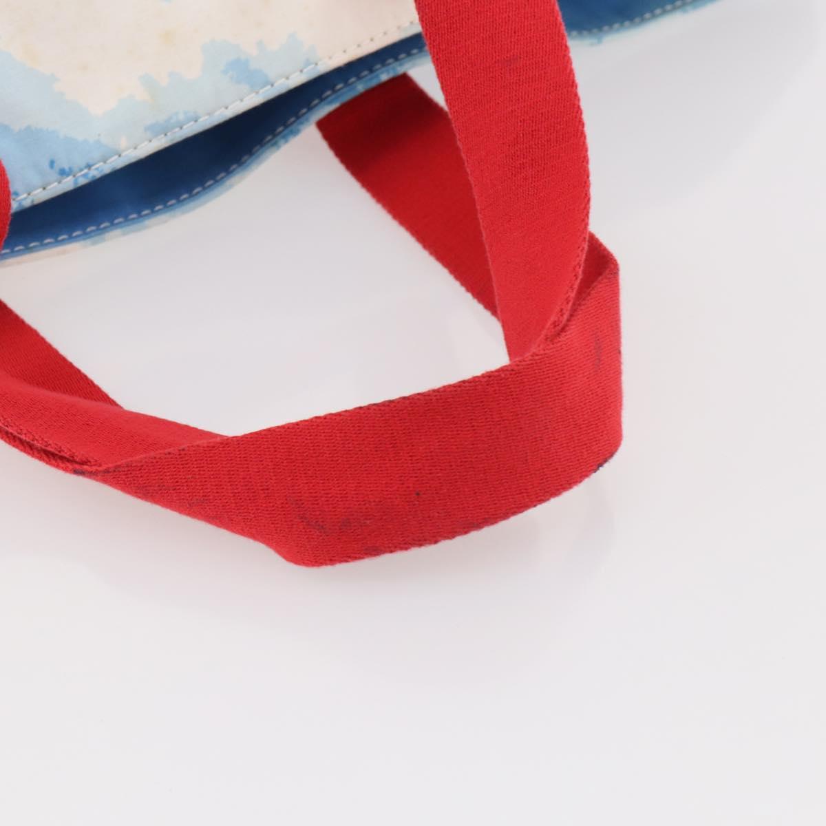CHANEL Surfline Tote Bag Canvas Blue White Red CC Auth mr2068V