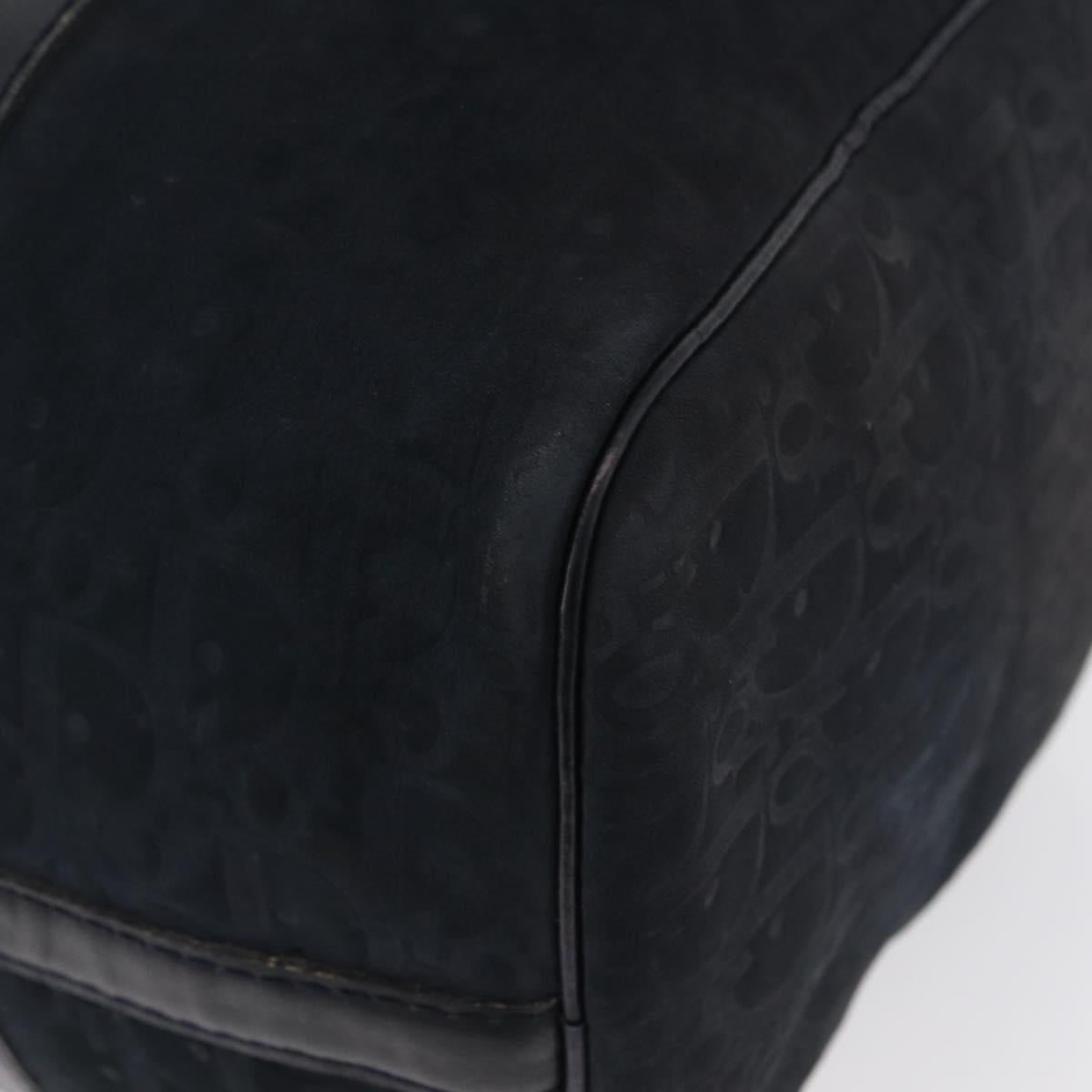 Christian Dior Boston Bag Suede Navy Silver Auth mr2069