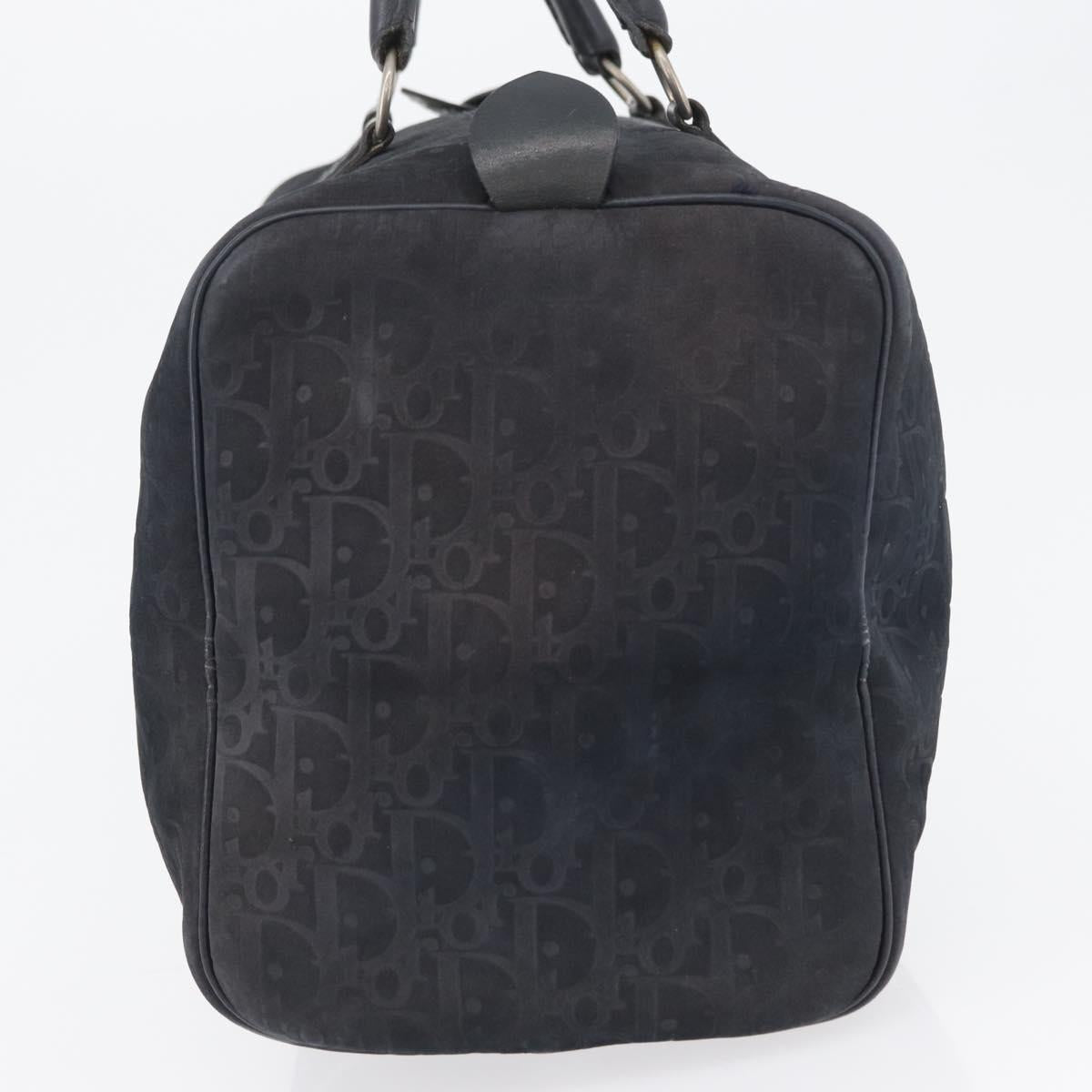 Christian Dior Boston Bag Suede Navy Silver Auth mr2069
