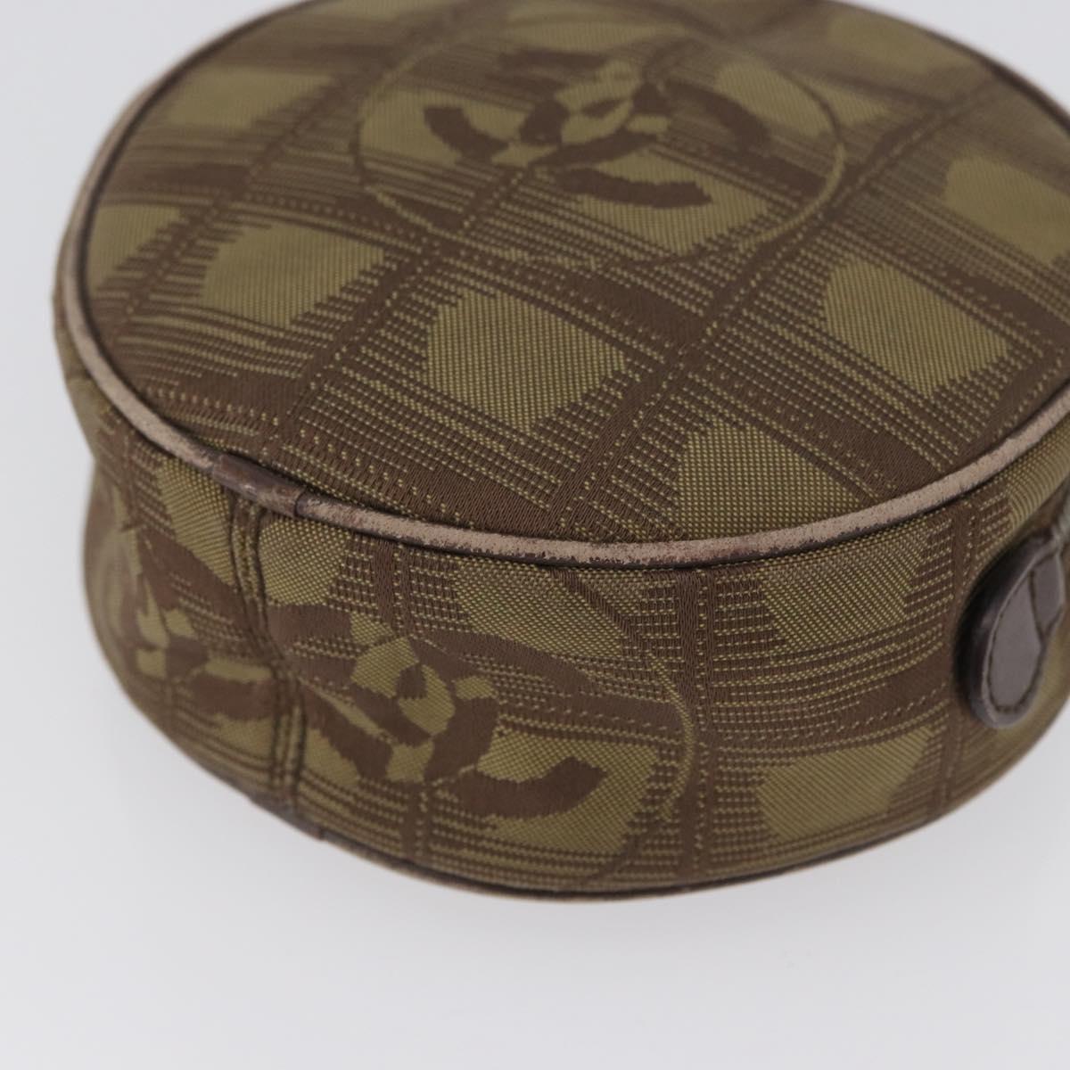 CHANEL New Travel Line Pouch Nylon Beige CC Auth mr2071