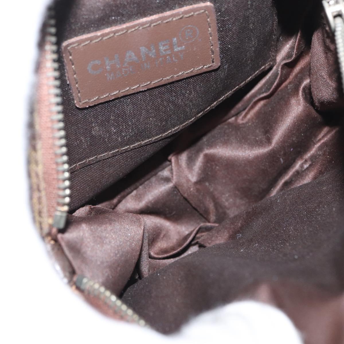 CHANEL New Travel Line Pouch Nylon Beige CC Auth mr2071
