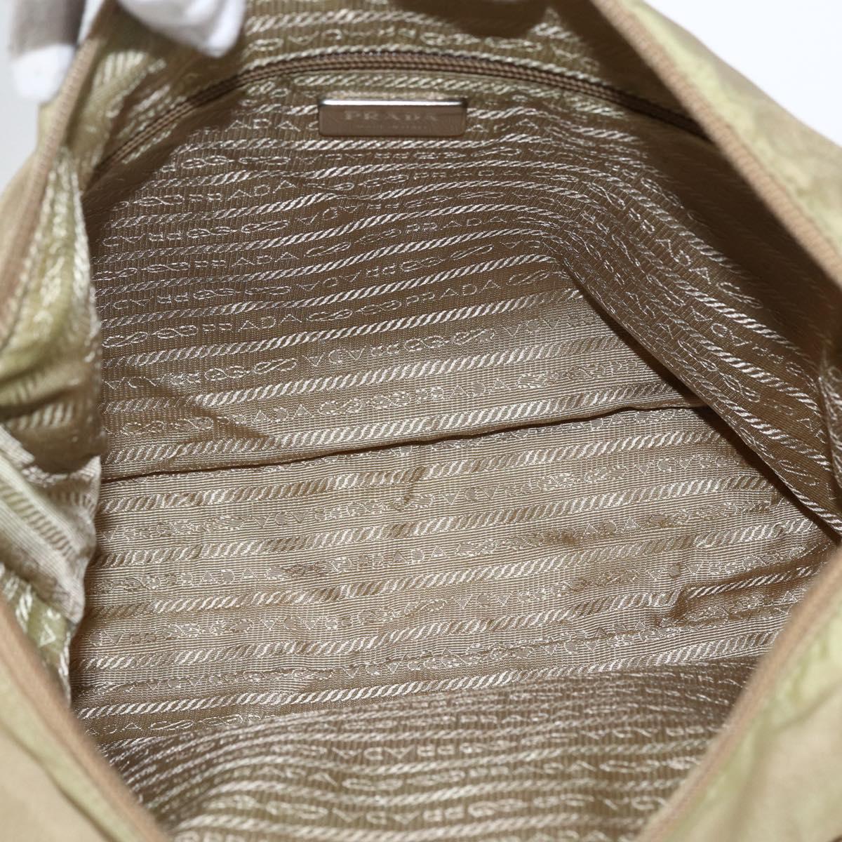 PRADA Shoulder Bag Nylon Beige Silver Auth mr2076
