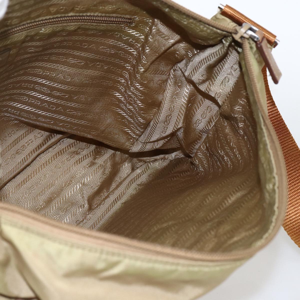 PRADA Shoulder Bag Nylon Beige Silver Auth mr2076