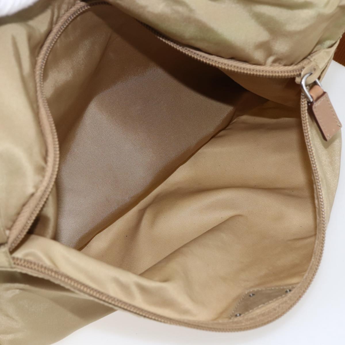 PRADA Shoulder Bag Nylon Beige Silver Auth mr2076