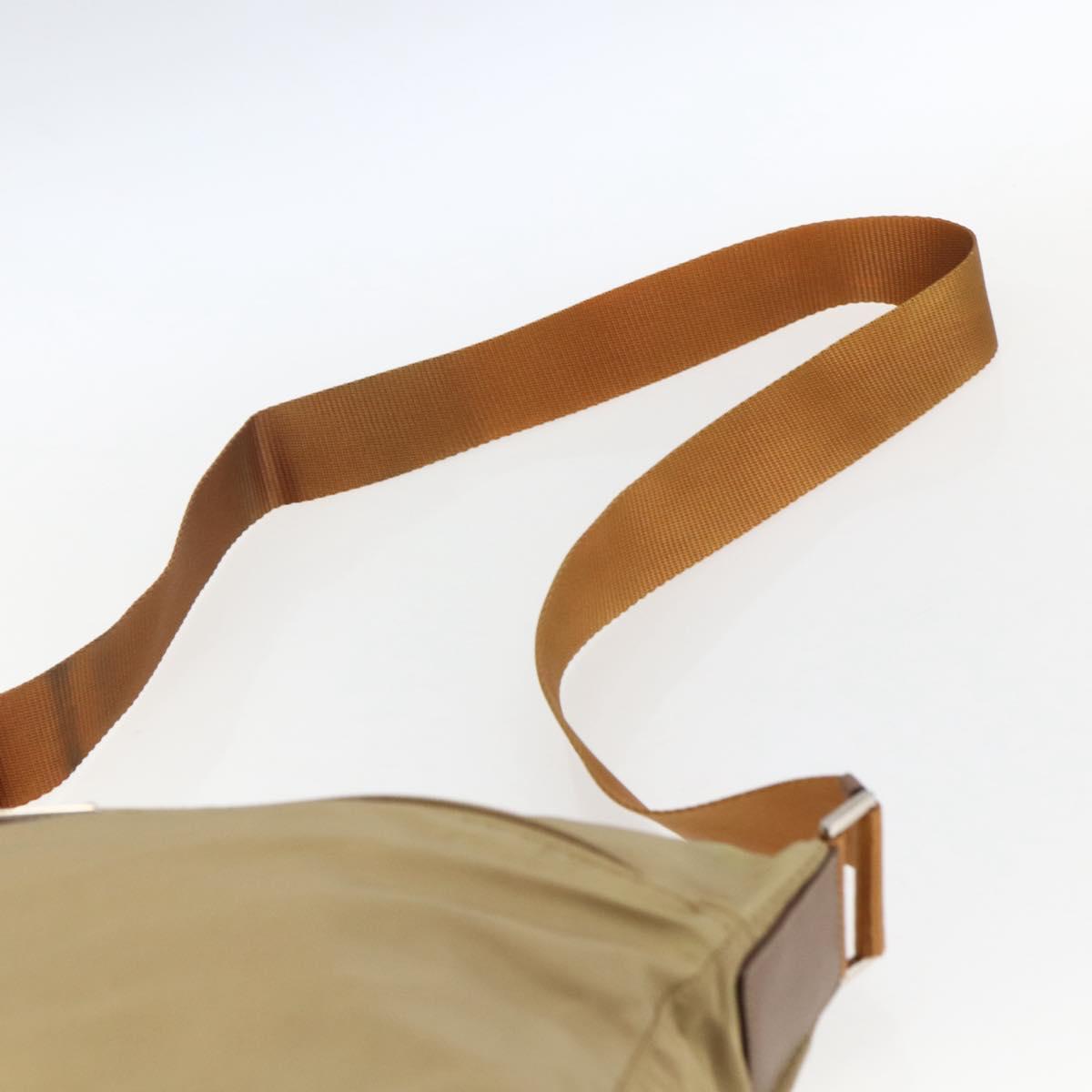 PRADA Shoulder Bag Nylon Beige Silver Auth mr2076