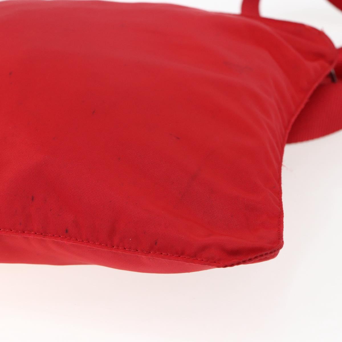 PRADA Shoulder Bag Nylon Red Silver Auth mr2077