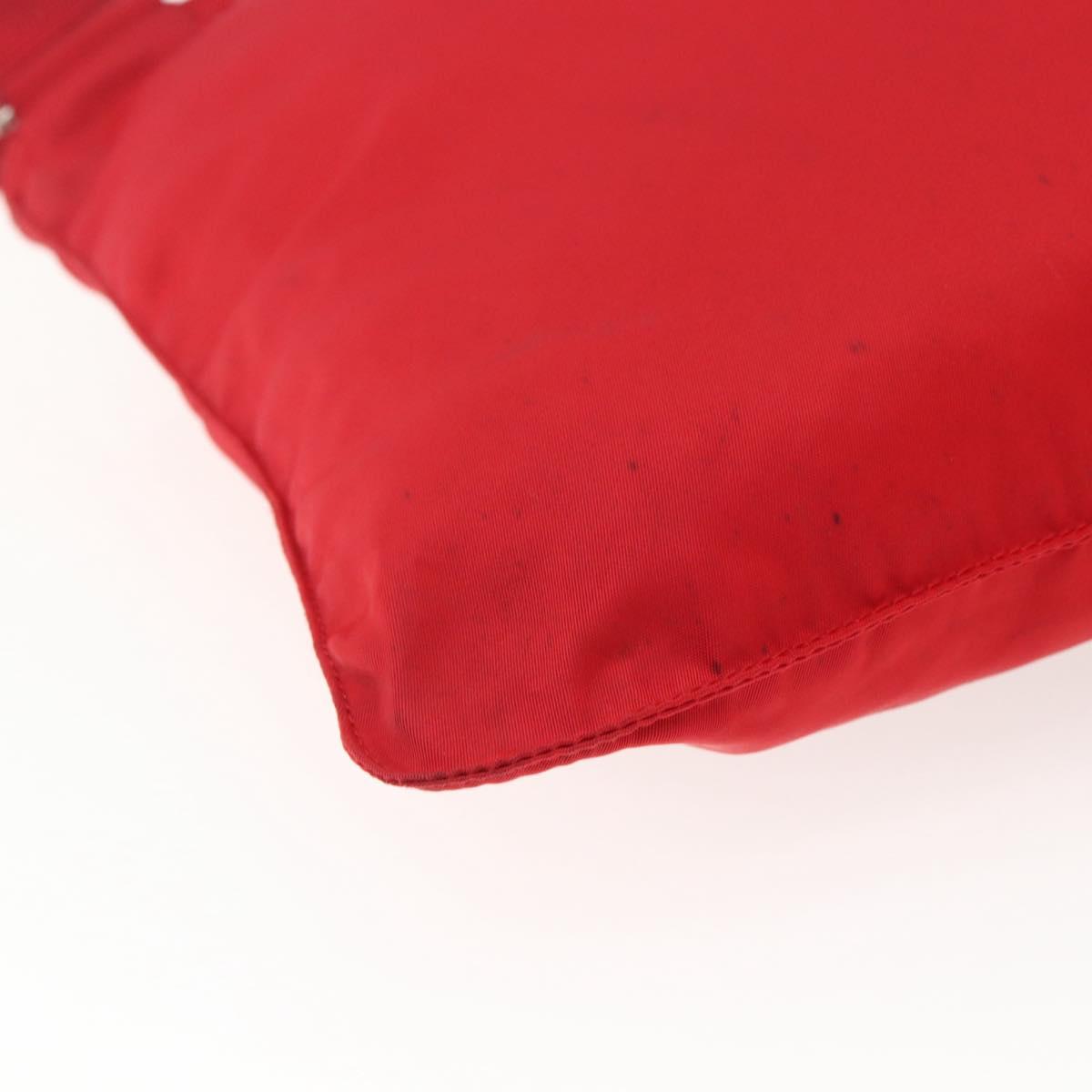 PRADA Shoulder Bag Nylon Red Silver Auth mr2077