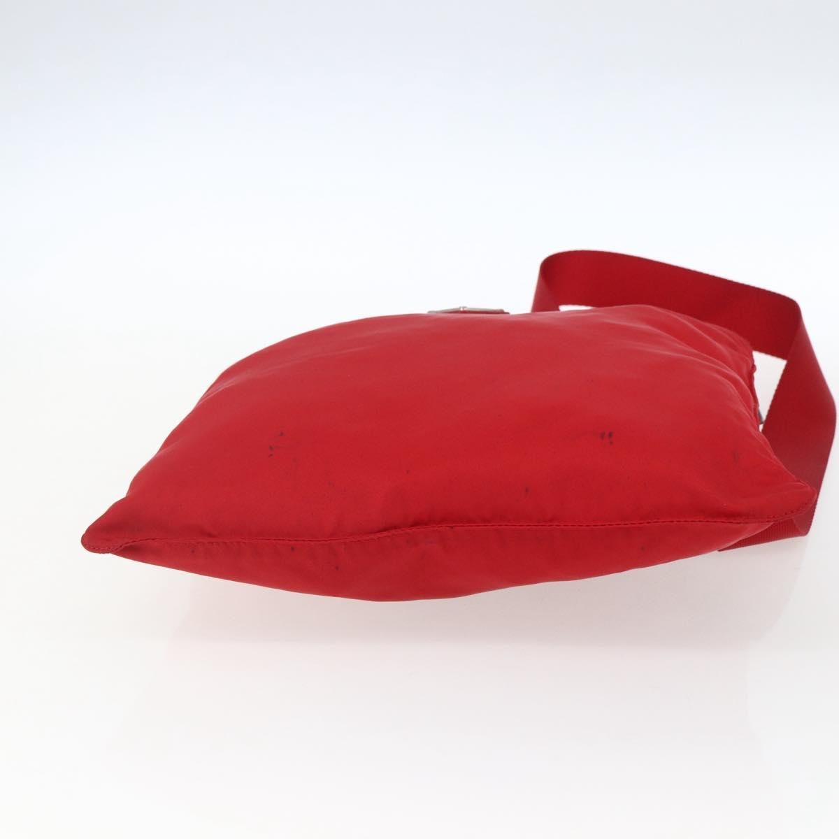 PRADA Shoulder Bag Nylon Red Silver Auth mr2077