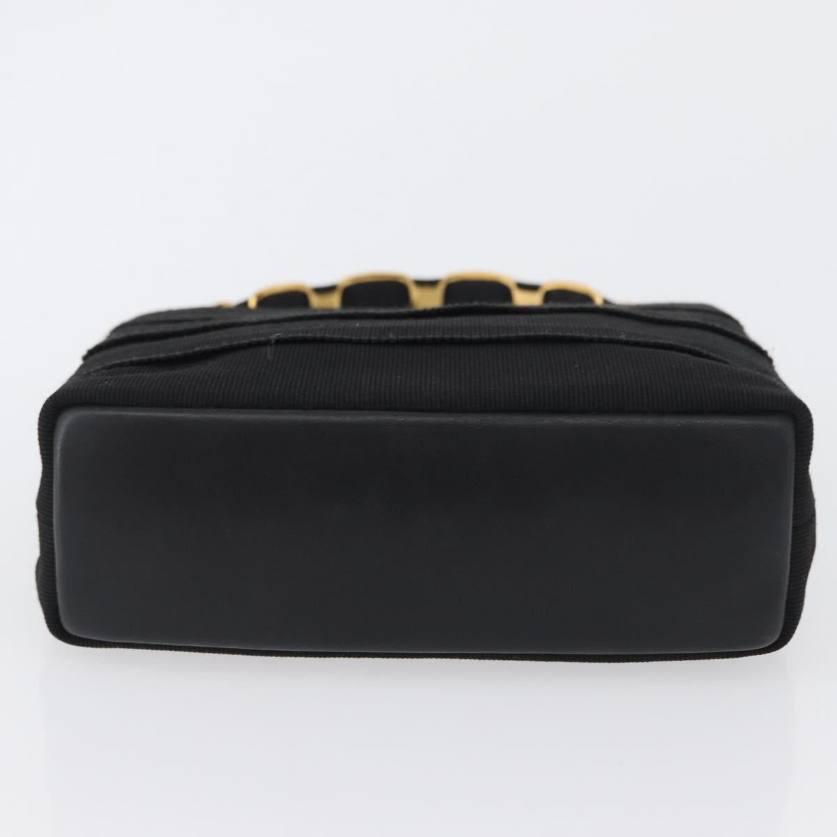 Salvatore Ferragamo Vala Hand Bag Canvas Black Gold Auth mr2078