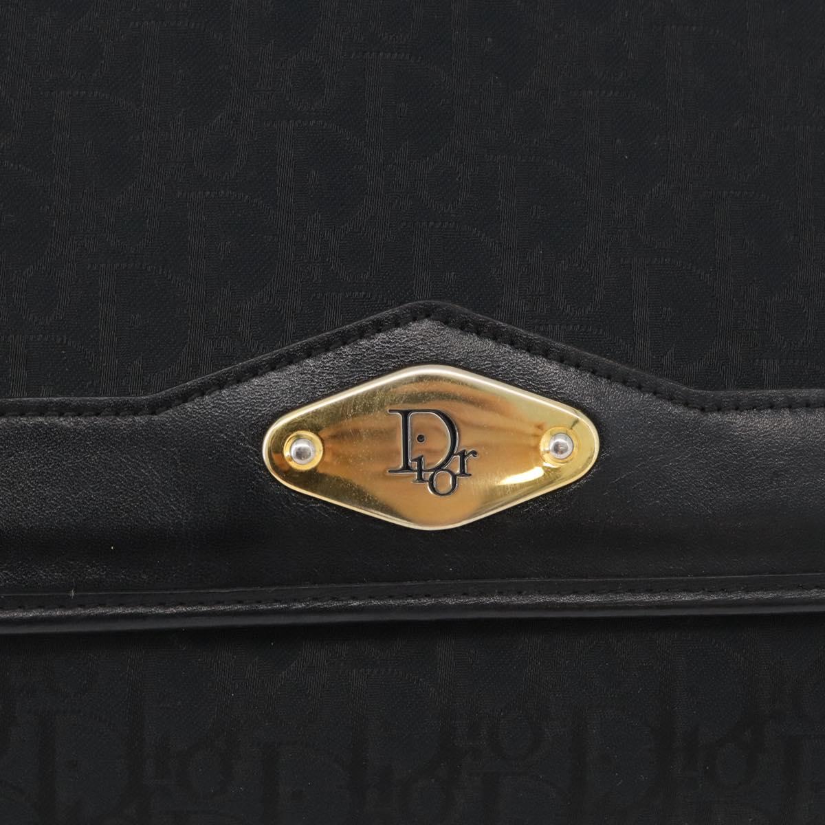 Christian Dior Trotter Canvas Chain Shoulder Bag Black Gold Auth mr2080