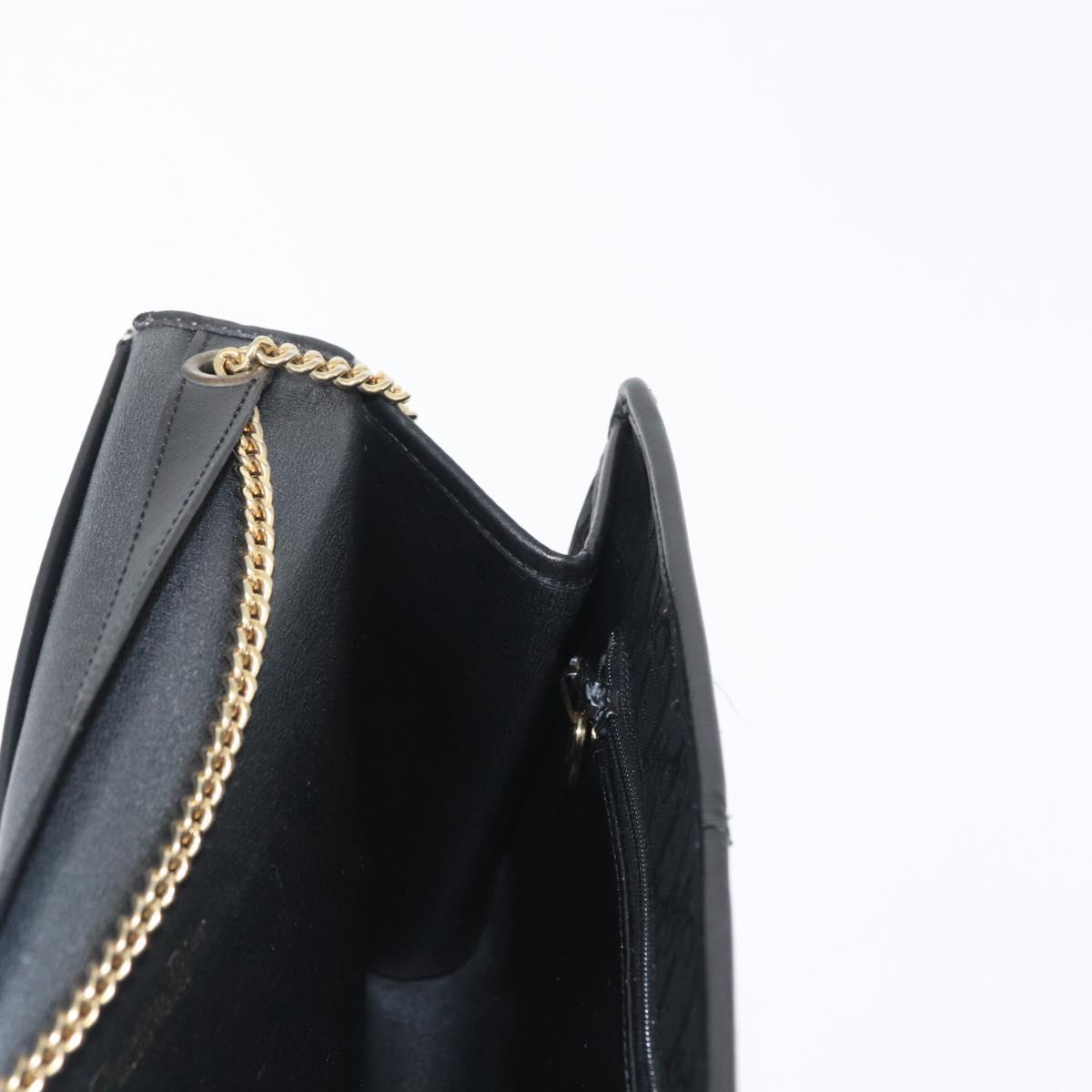 Christian Dior Trotter Canvas Chain Shoulder Bag Black Gold Auth mr2080