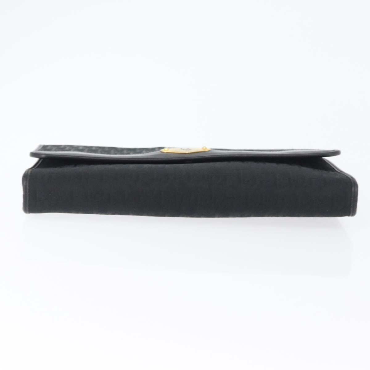Christian Dior Trotter Canvas Chain Shoulder Bag Black Gold Auth mr2080