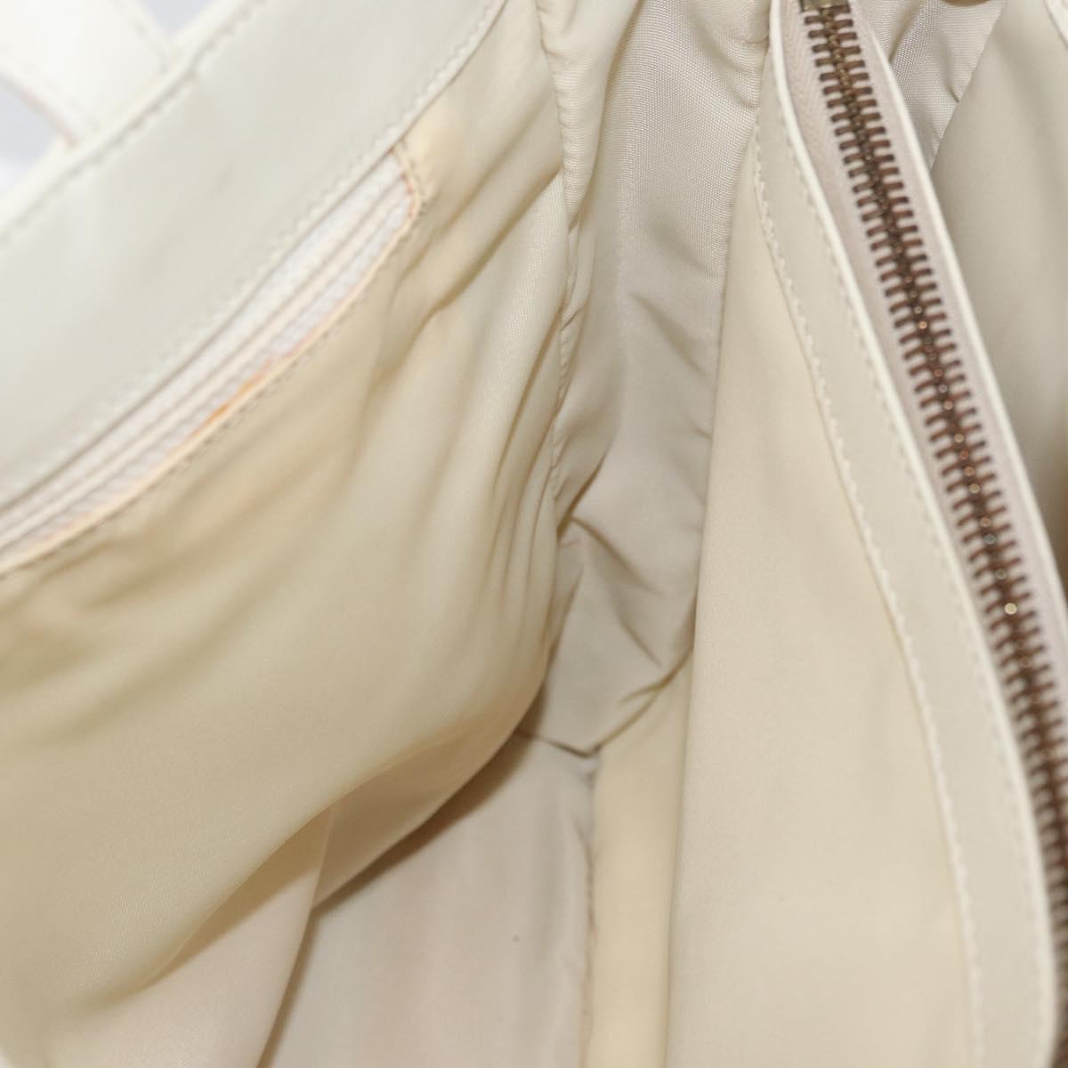 CELINE Hand Bag Leather White Gold Auth mr2081