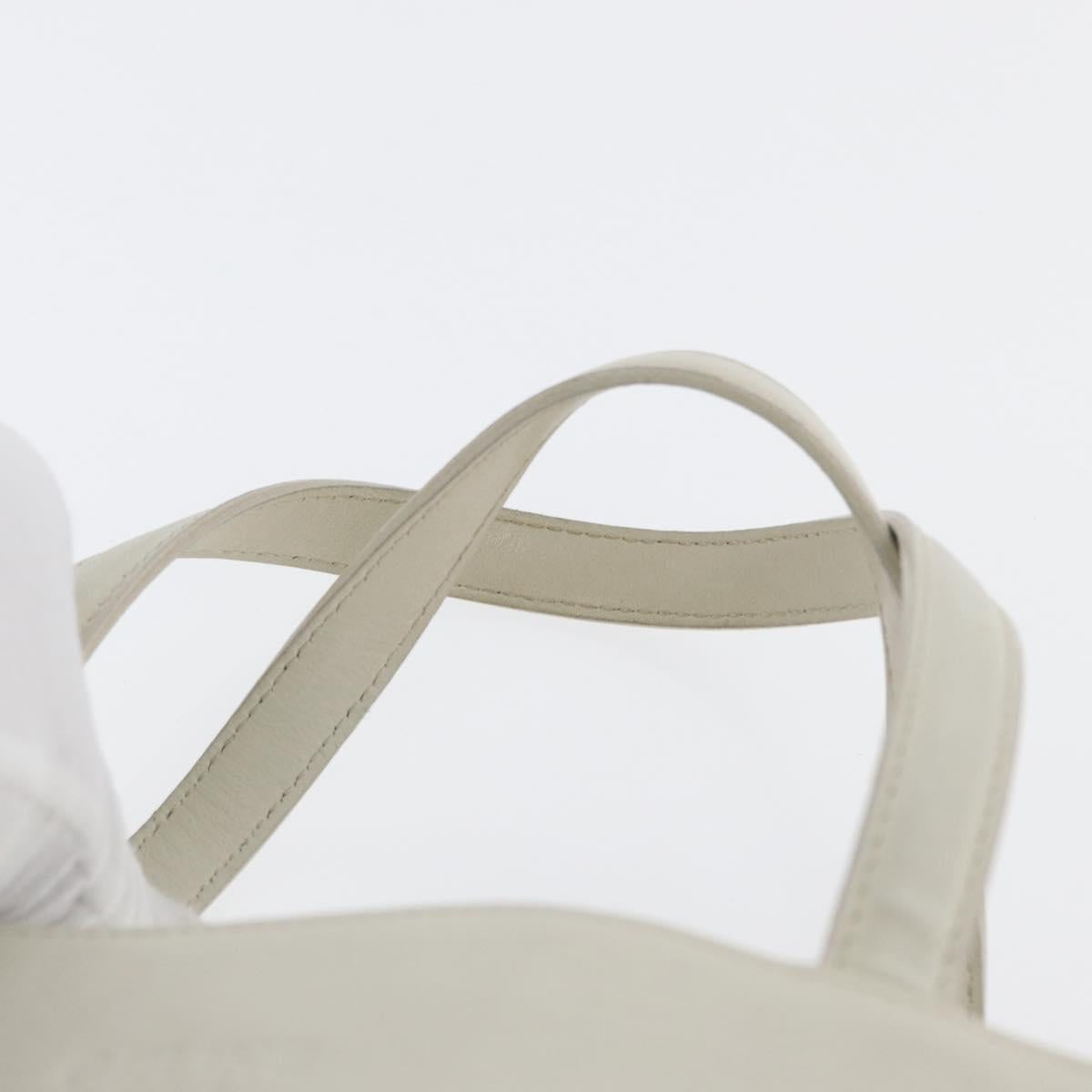 CELINE Hand Bag Leather White Gold Auth mr2081