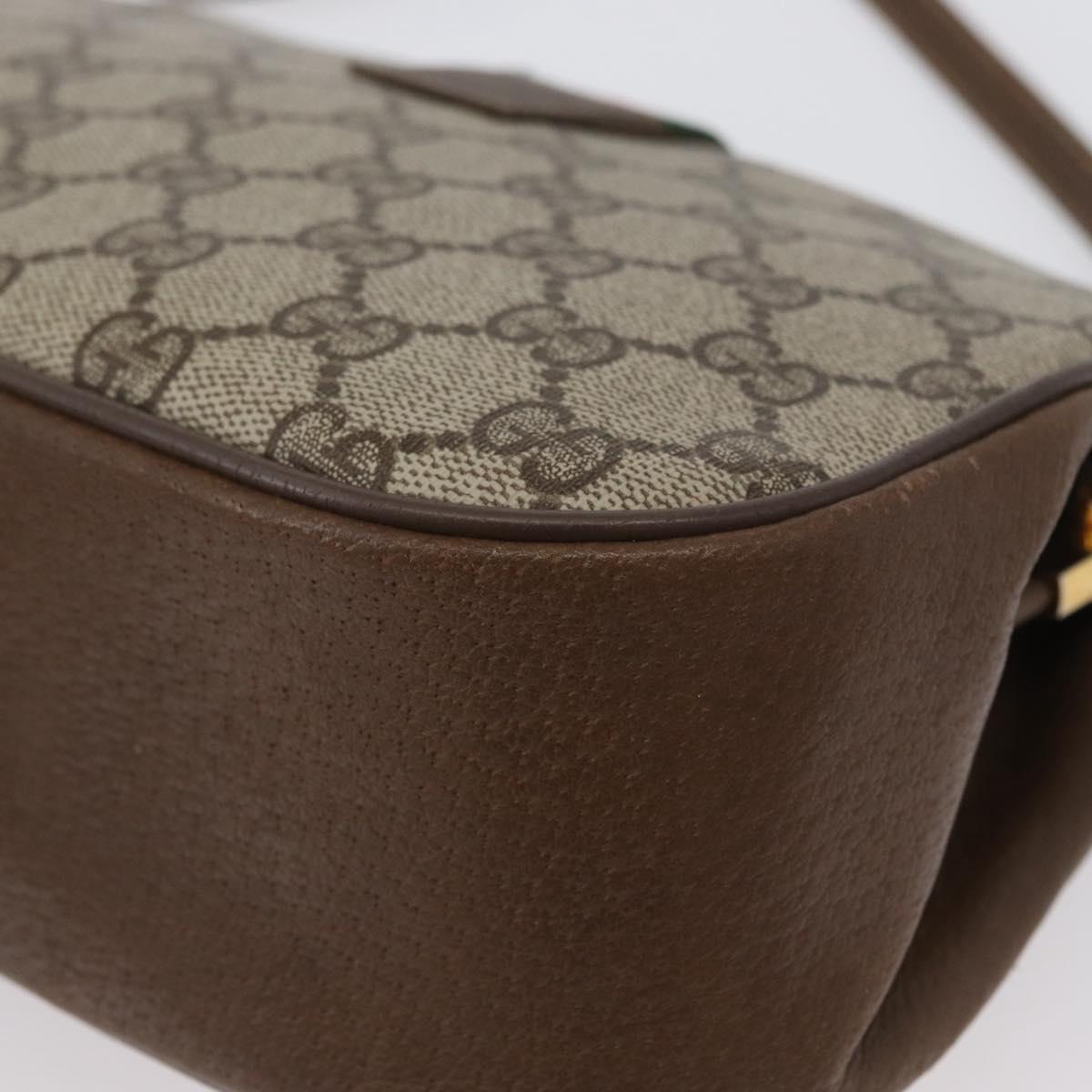 GUCCI Web Sherry Line GG Supreme Bag PVC Beige Gold 66 02 024 Auth mr2084
