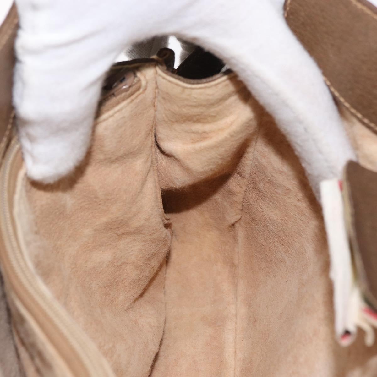 GUCCI Web Sherry Line GG Supreme Bag PVC Beige Gold 66 02 024 Auth mr2084