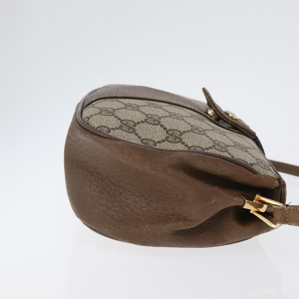 GUCCI Web Sherry Line GG Supreme Bag PVC Beige Gold 66 02 024 Auth mr2084