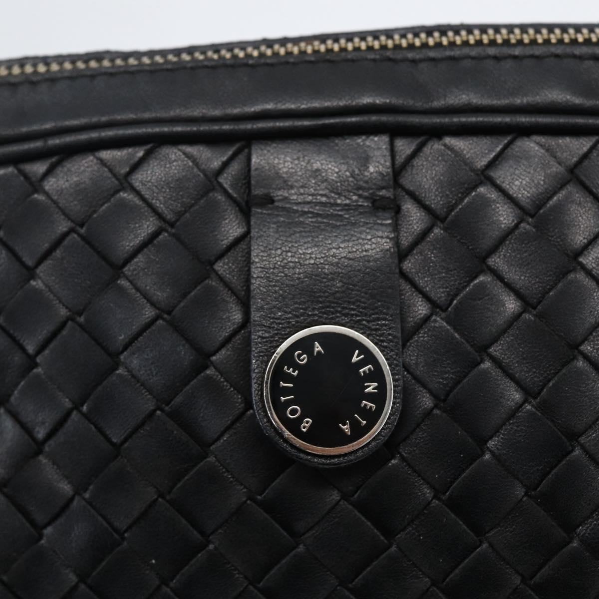 BOTTEGA VENETA INTRECCIATO Hand Bag Leather Black Gold Auth mr2087