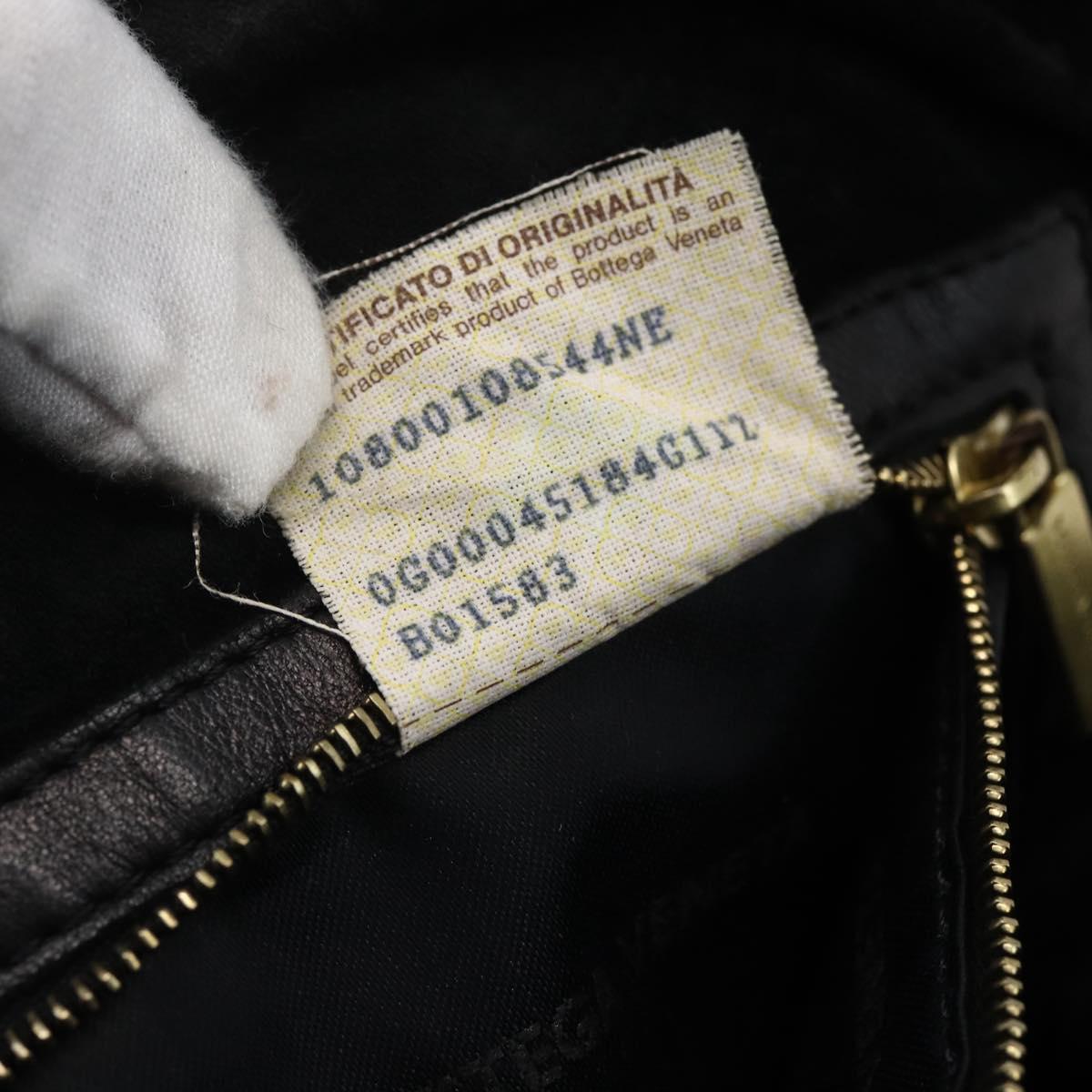 BOTTEGA VENETA INTRECCIATO Hand Bag Leather Black Gold Auth mr2087