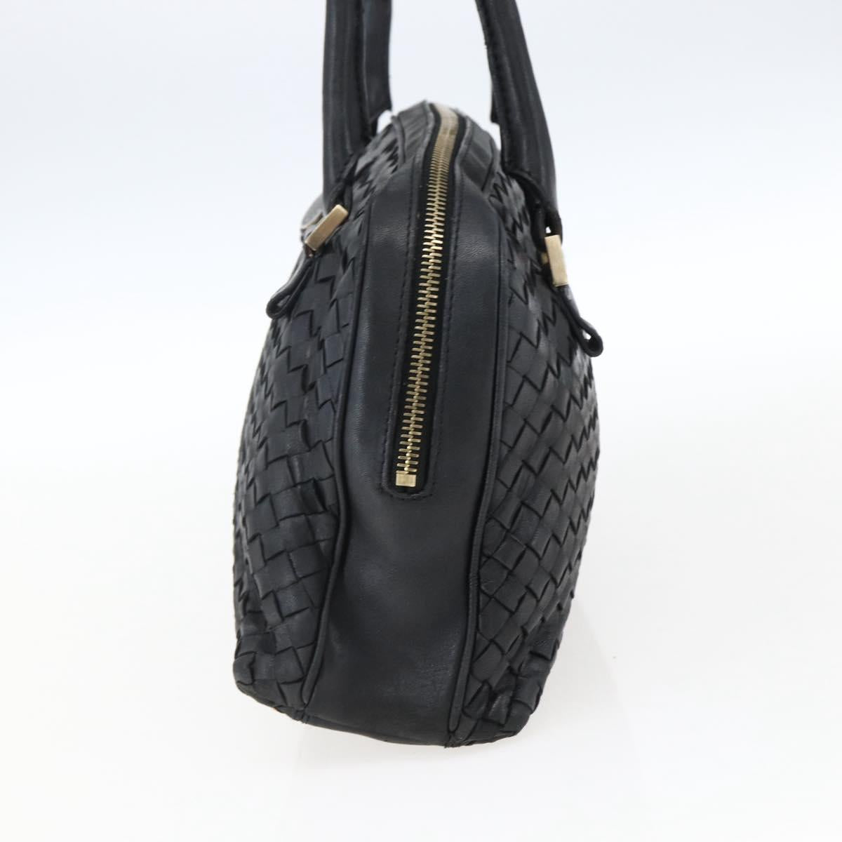 BOTTEGA VENETA INTRECCIATO Hand Bag Leather Black Gold Auth mr2087