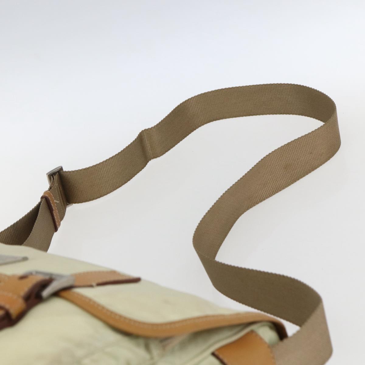 PRADA Shoulder Bag Nylon Beige Silver Auth mr2090