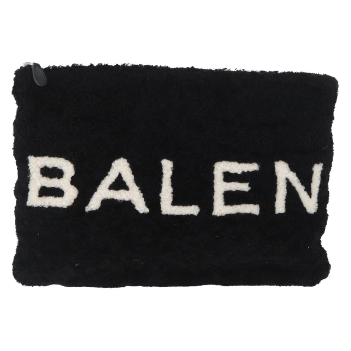 BALENCIAGA Clutch Bag knitted Fabrics Black Silver Auth mr2097