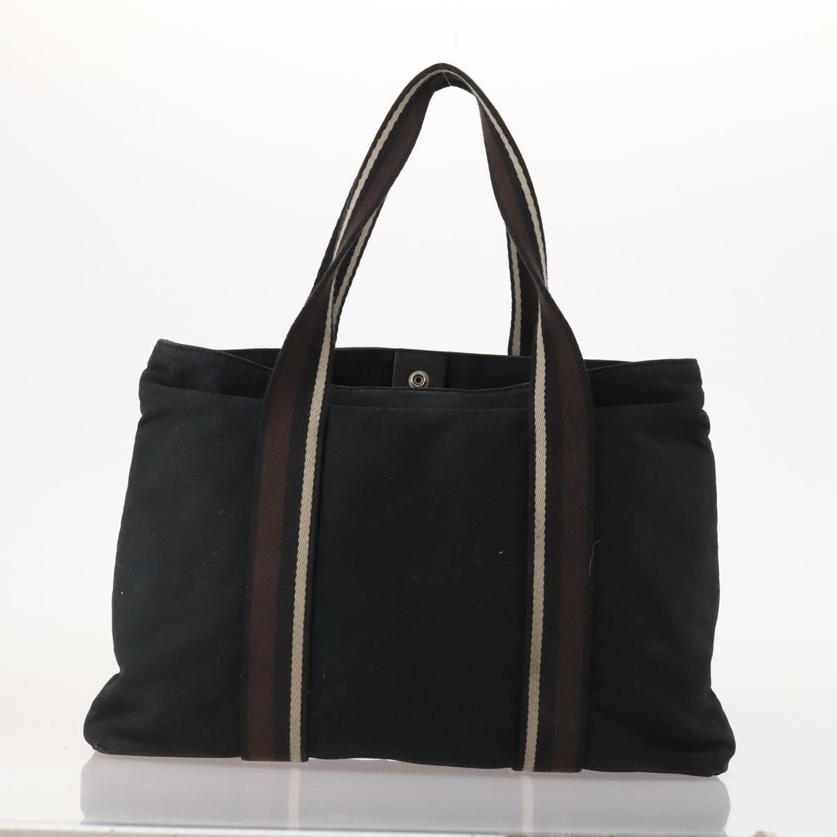 HERMES Fourre Tout Hand Bag Canvas 6 Set Black Gray Auth mr2099