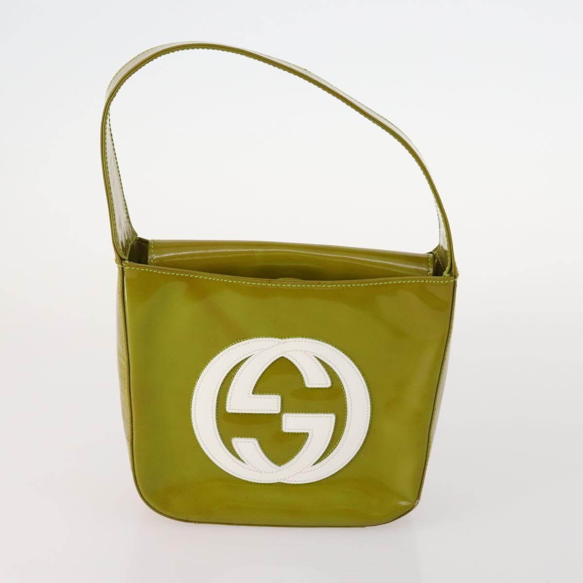 GUCCI Hand Bag Patent leather 2 Set White Green Auth mr2101