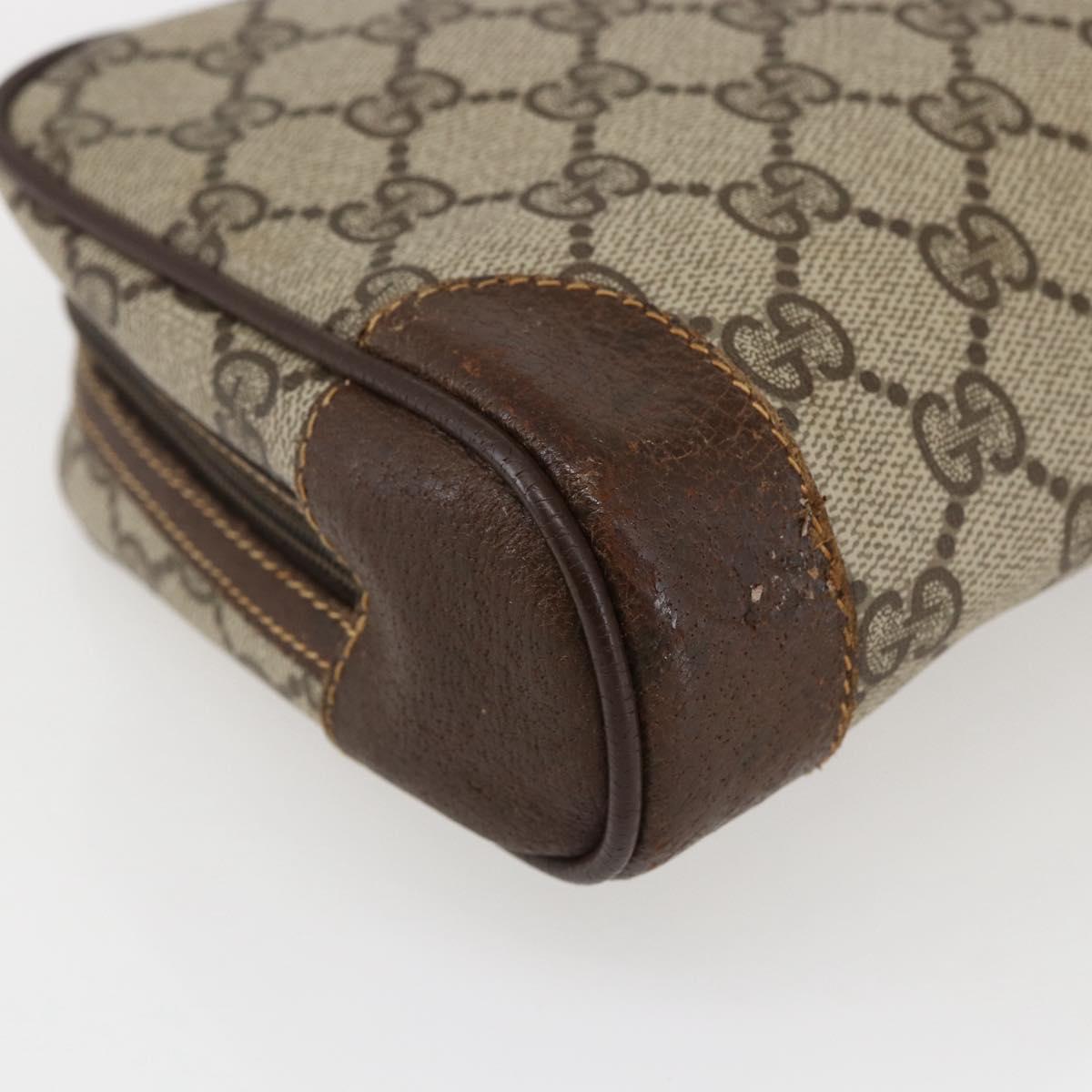 GUCCI GG Supreme Clutch Bag PVC Beige Gold 014 89 0094 Auth mr2105