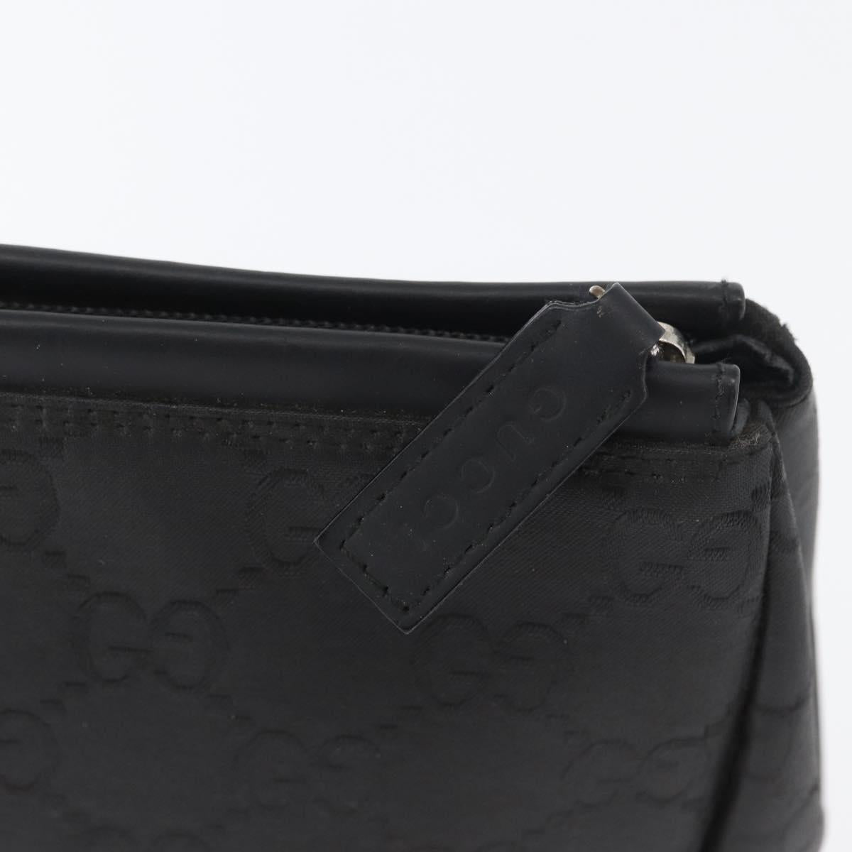 GUCCI GG Canvas Clutch Bag Nylon Black Silver 014 1126 Auth mr2106