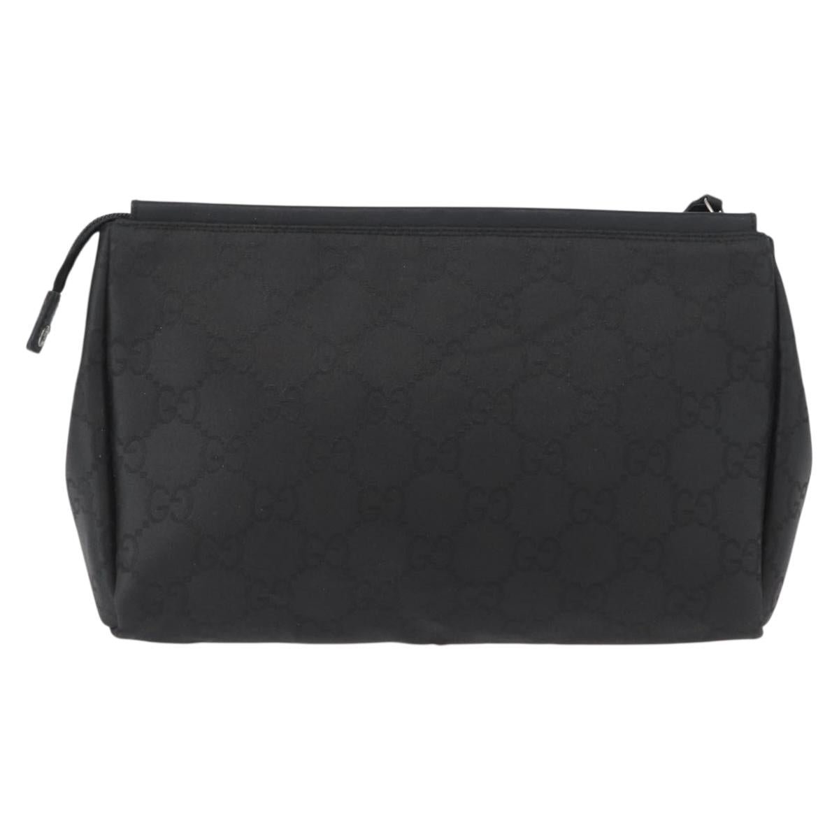 GUCCI GG Canvas Clutch Bag Nylon Black Silver 014 1126 Auth mr2106