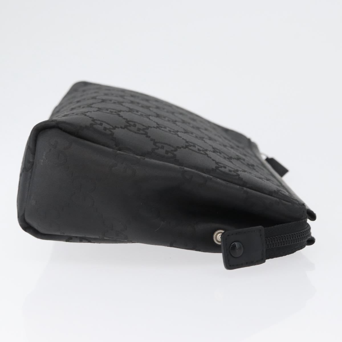 GUCCI GG Canvas Clutch Bag Nylon Black Silver 014 1126 Auth mr2106